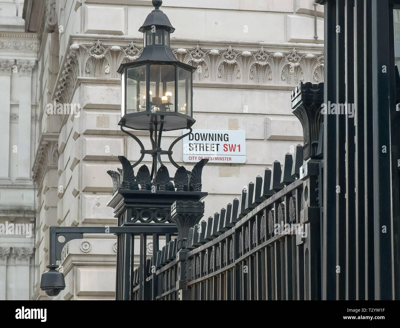 street sign outside downing street in london, home to the residence of the british prime minister Stock Photo
