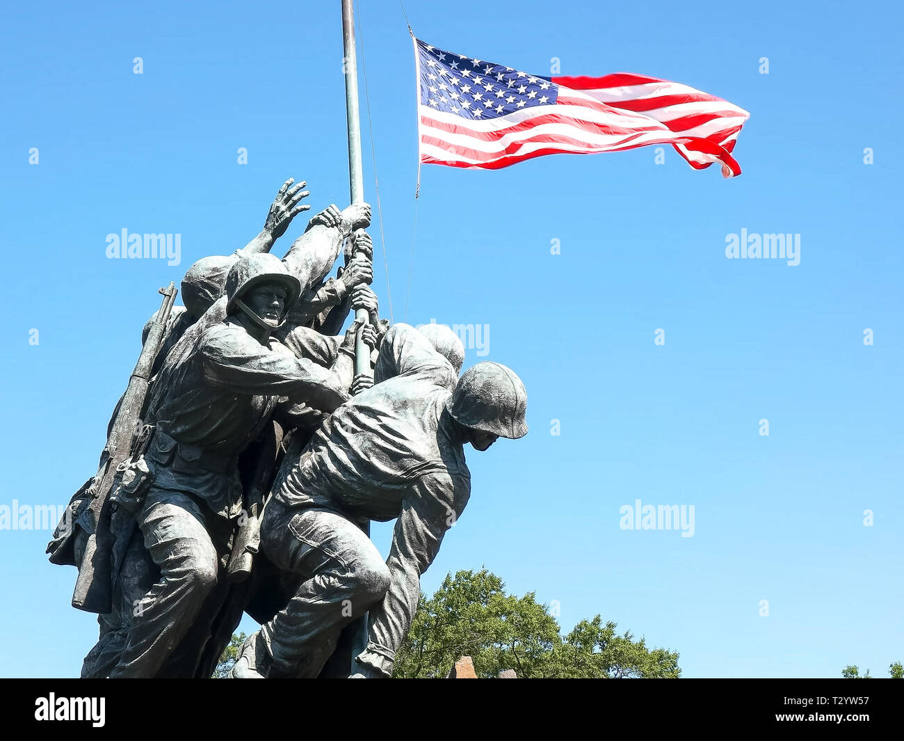 WASHINGTON, DISTRICT OF COLUMBIA, USA- SEPTEMBER 11, 2015: close up of the iwo jima memorial statue in washington, dc Stock Photo