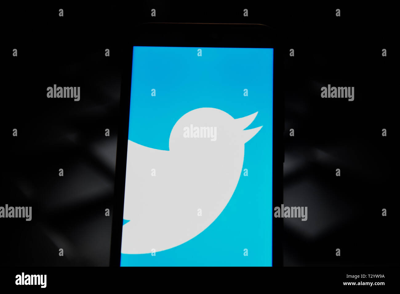 In this photo illustration a Twitter logo seen displayed on a smart