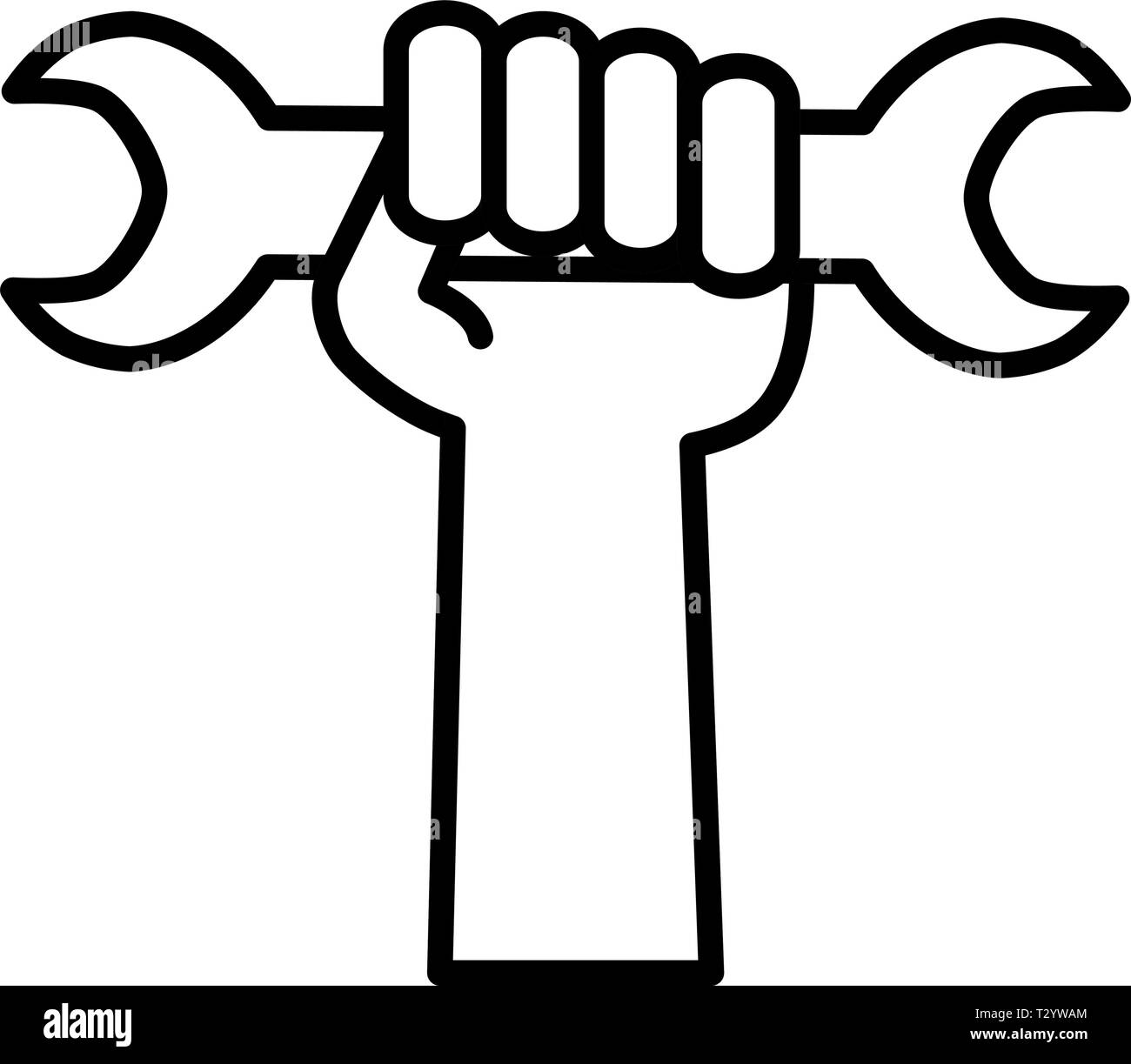 hand with wrench key tool vector illustration design Stock Vector Image