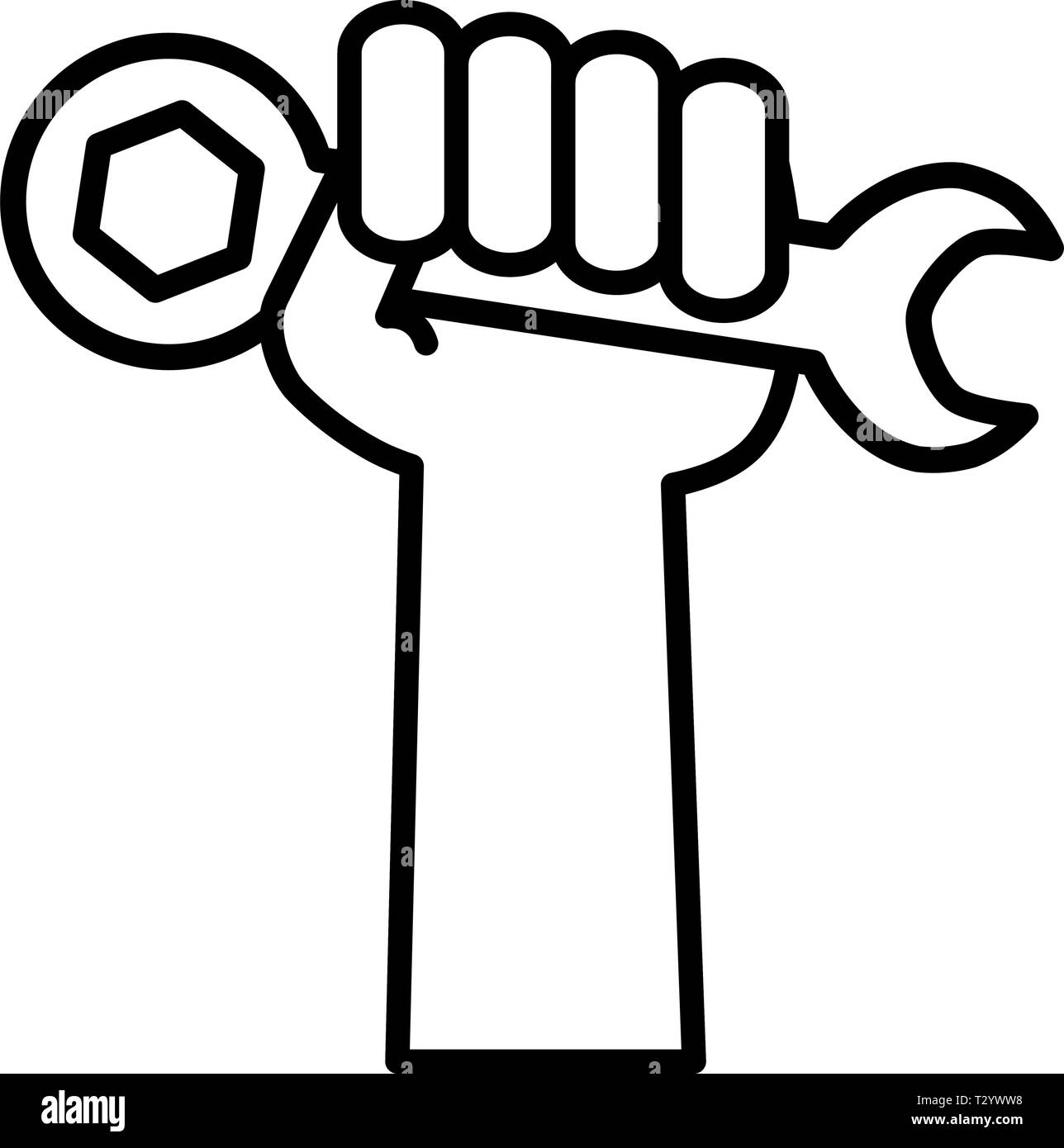 hand with wrench key tool vector illustration design Stock Vector Image