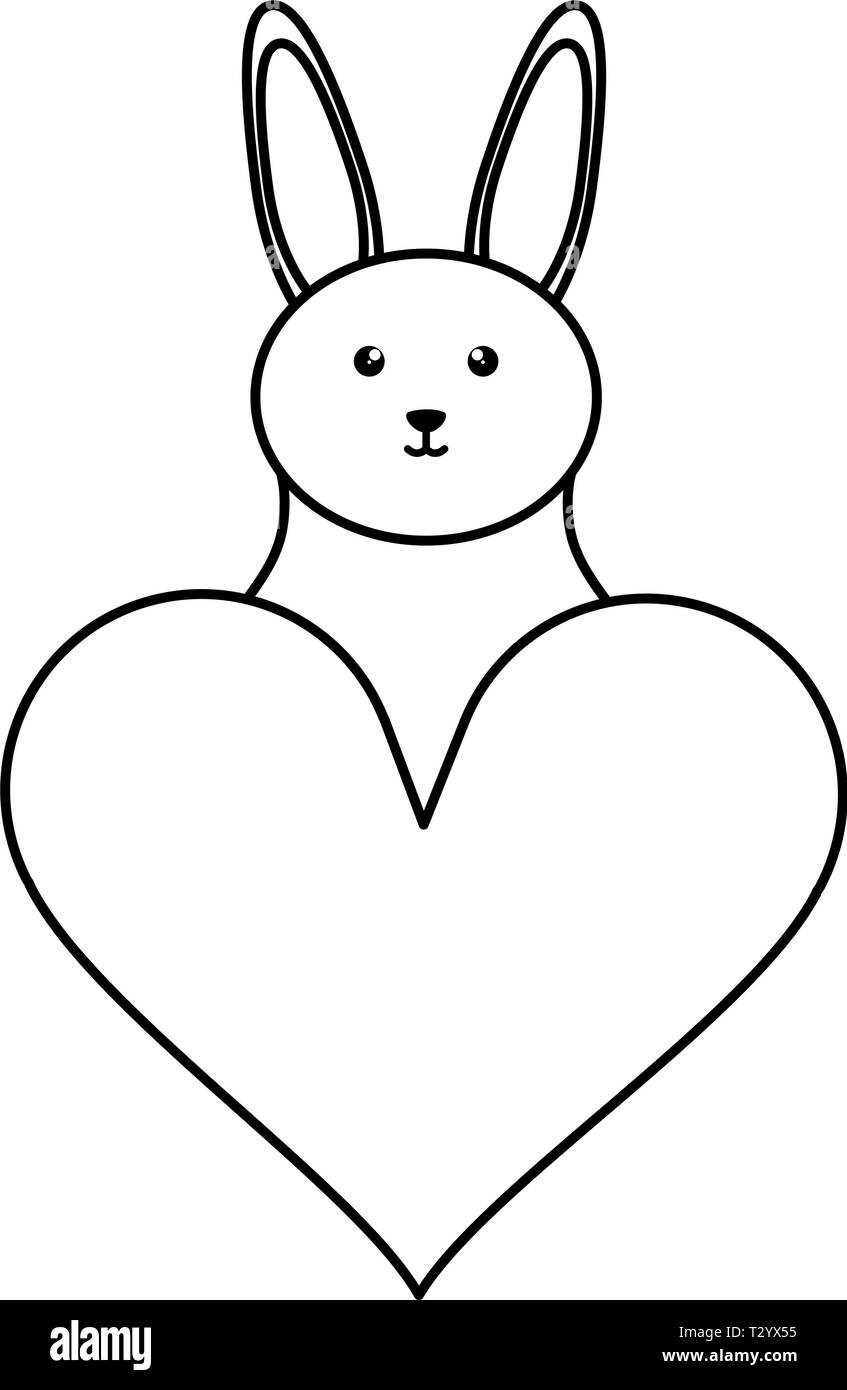 cute little rabbit with heart love vector illustration design Stock ...