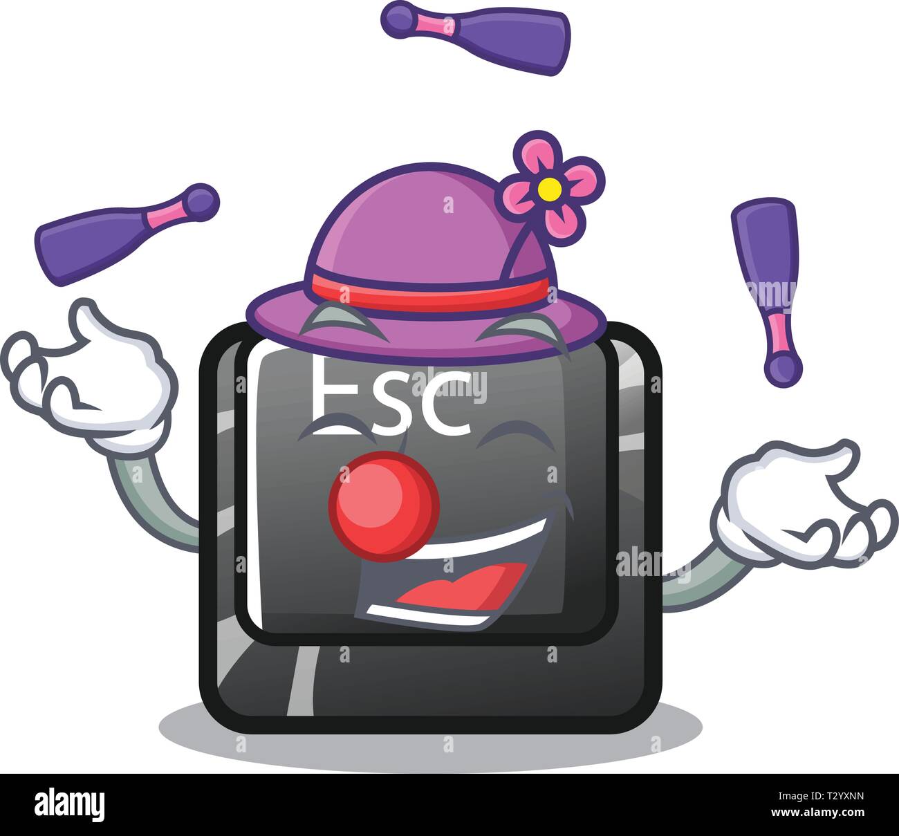 Juggling button esc isolated in the character vector illustration Stock Vector
