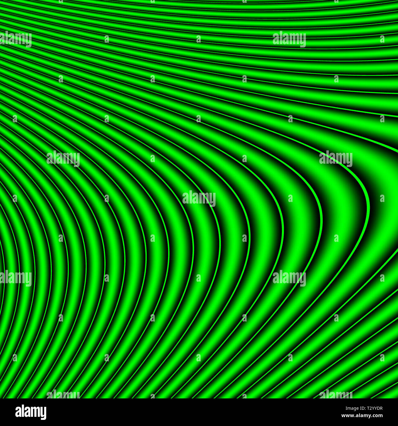 Patteren of metallic green tubes forming curves Stock Photo