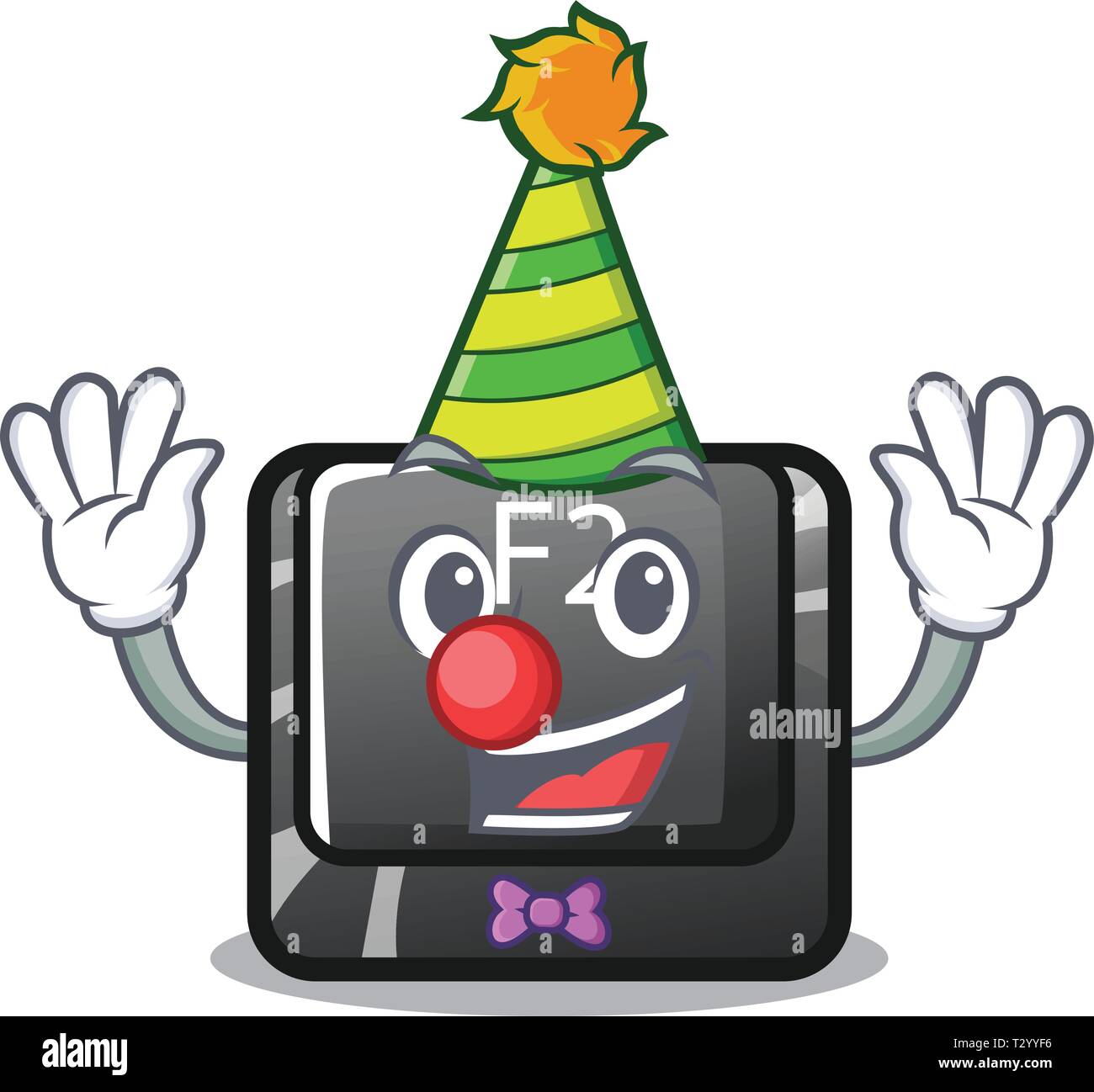 Clown f2 button on the mascot computervector illustration Stock Vector