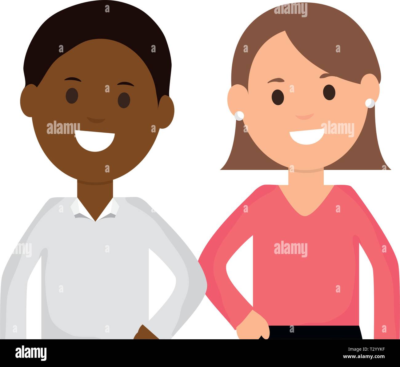 young interracial couple characters vector illustration design Stock ...