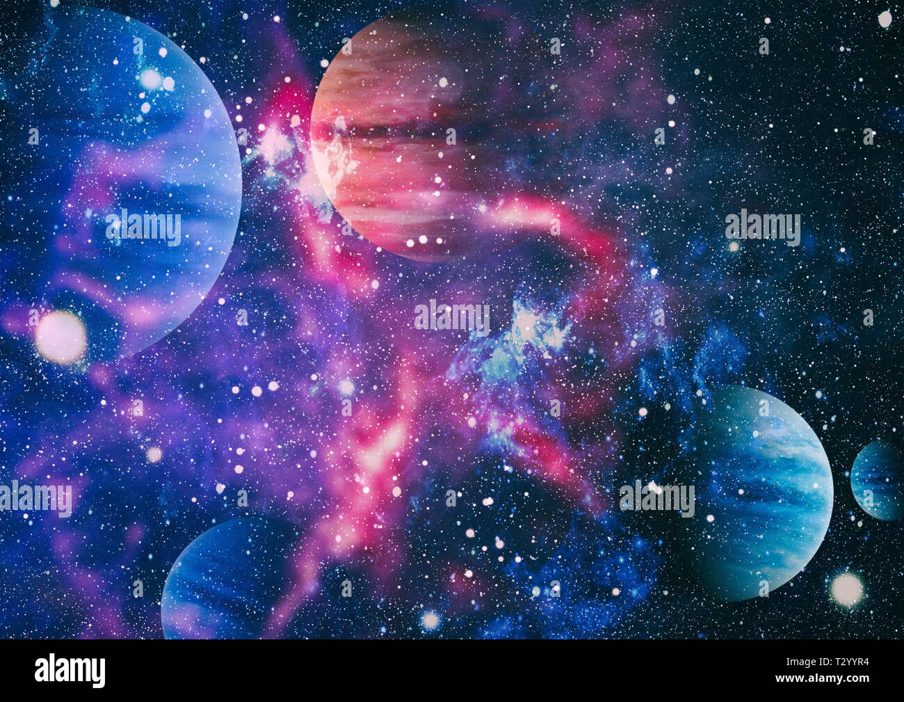 planets, stars and galaxies in outer space showing the beauty of space ...
