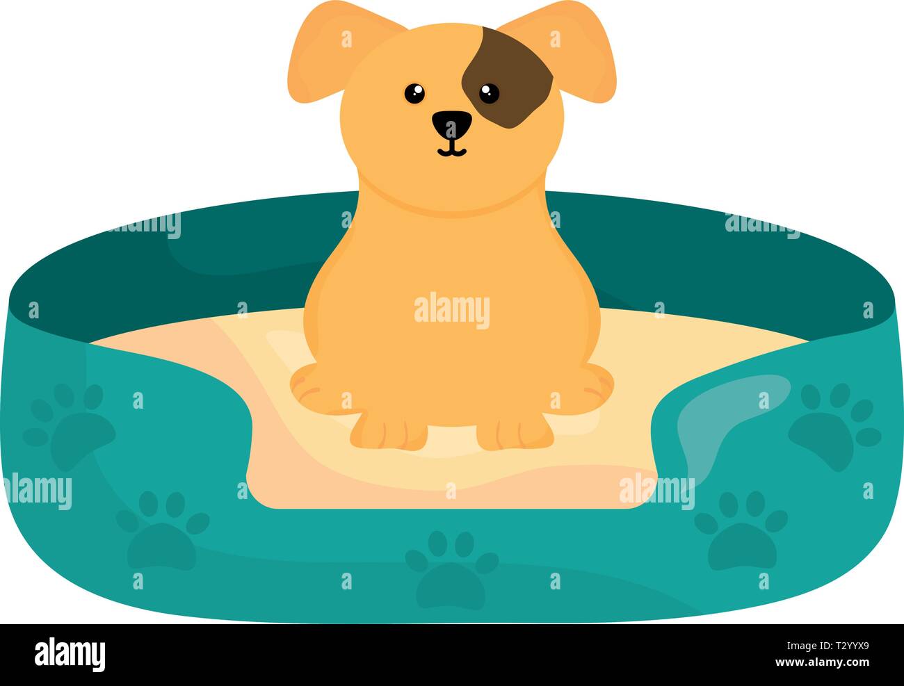 cute little dog with bed character vector illustration design Stock ...
