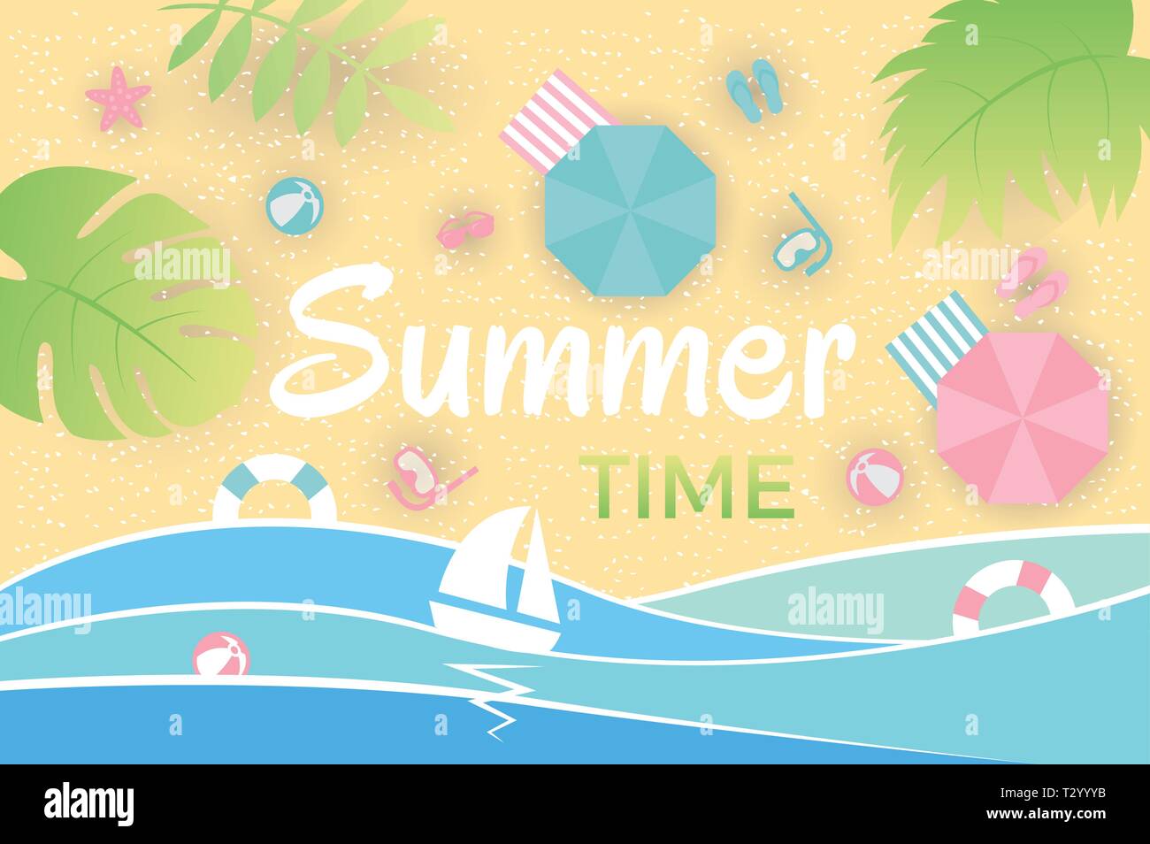 Aerial view seaside beach Stock Vector Images - Alamy