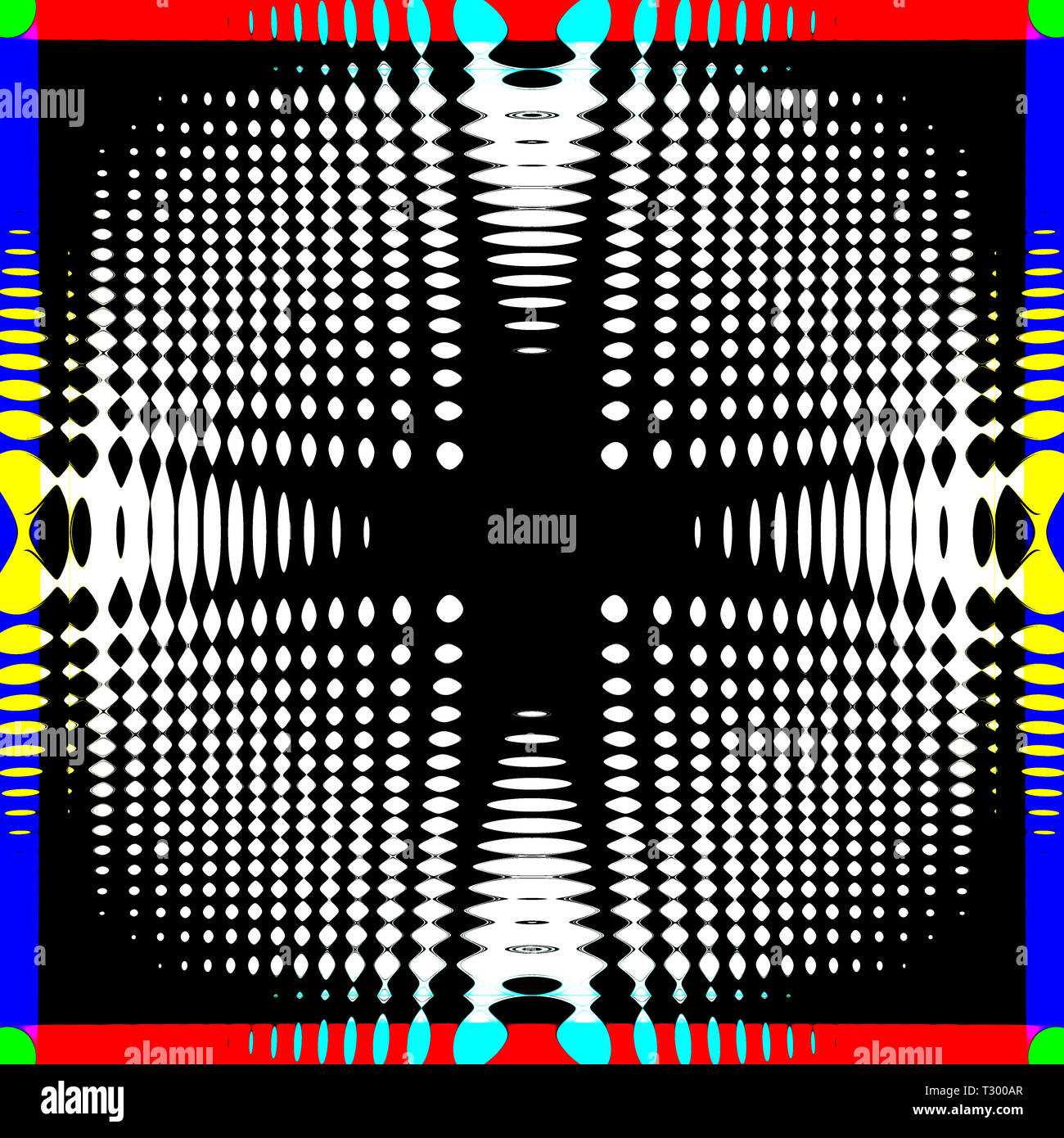 Computer art: Drawing of dots and circles of different size and color ...