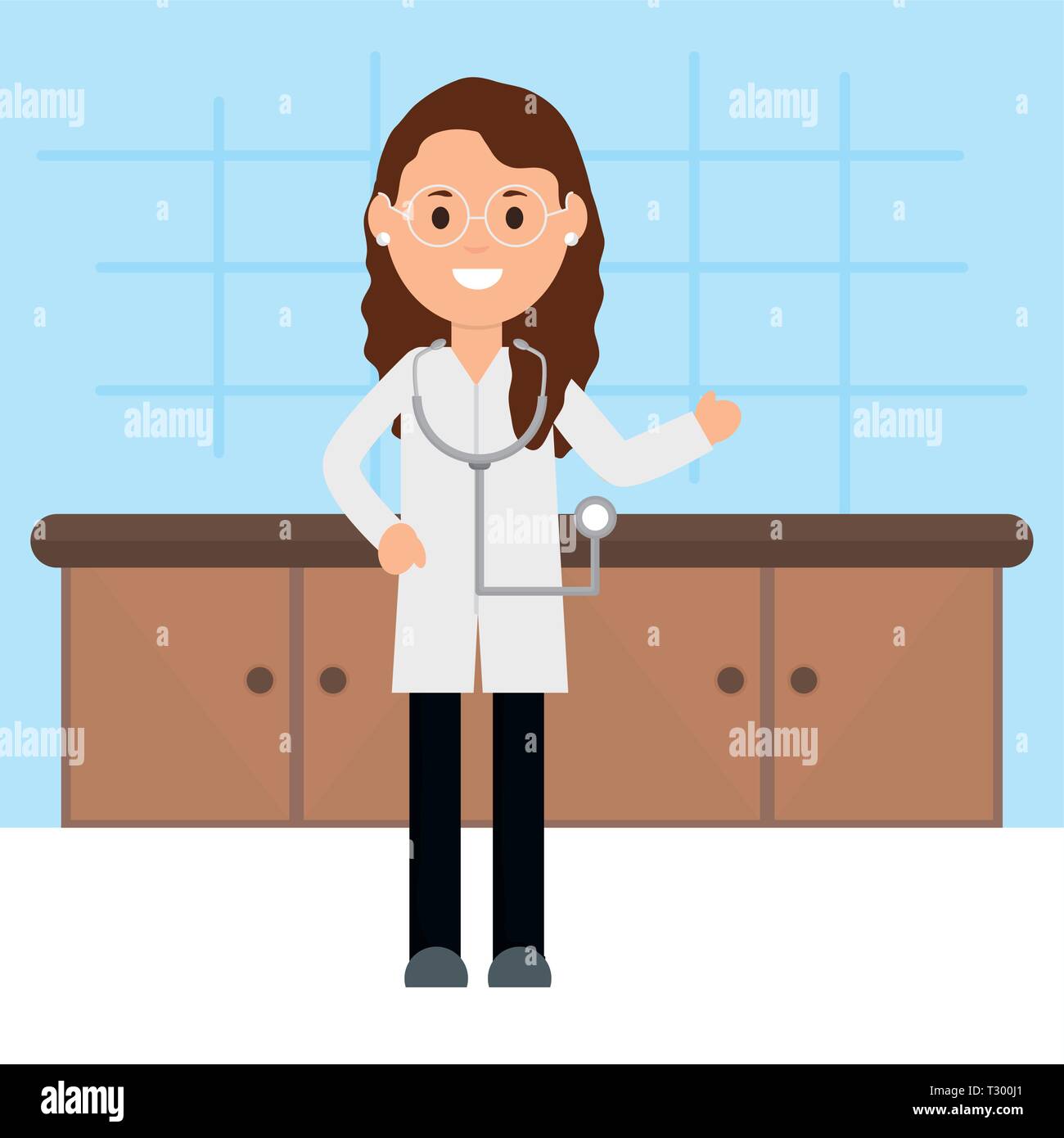 professional female doctor with stethoscope vector illustration design ...