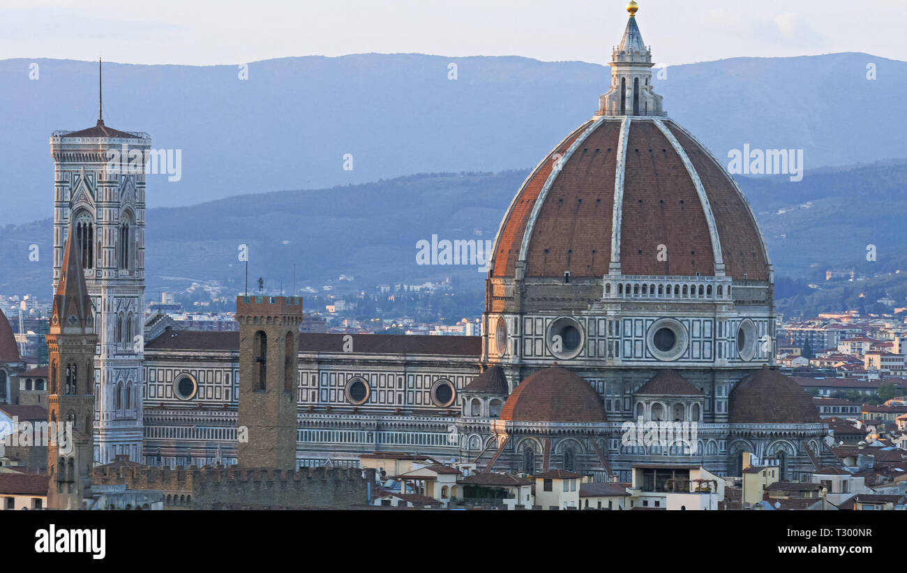 close shot of the duomo in florence, a famous cathedral designed by ...