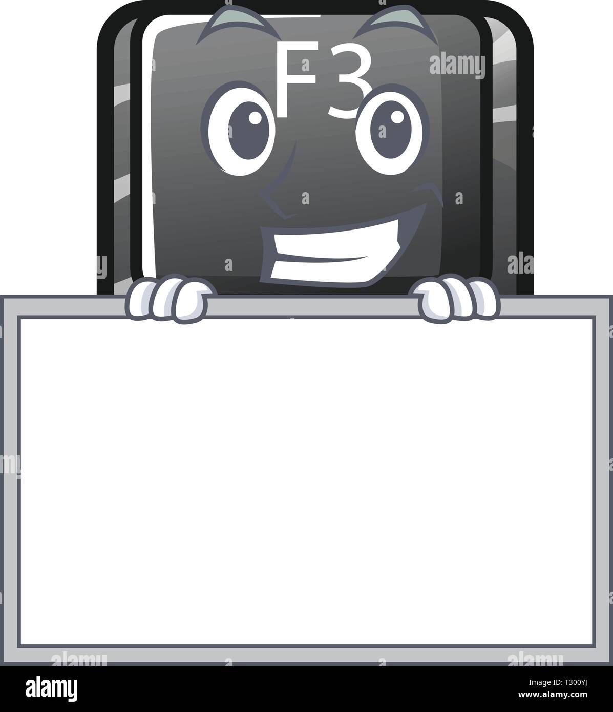 Grinning with board button f3 isolated in the mascot vector ...