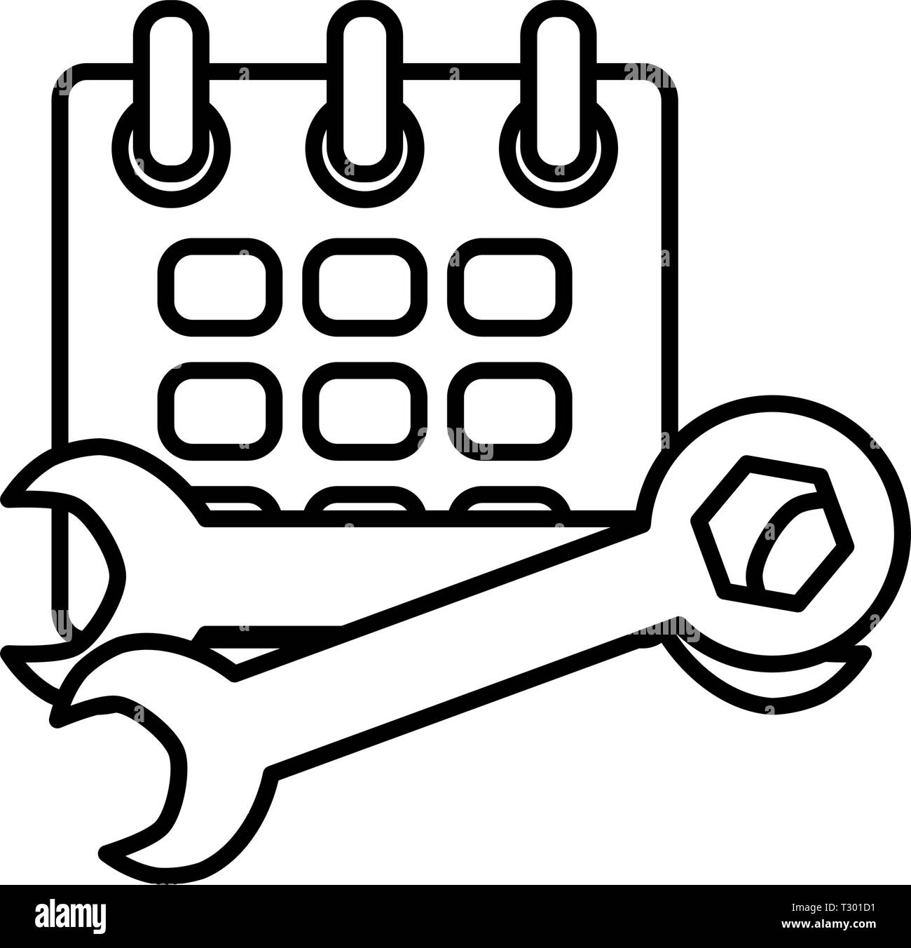 calendar reminder with wrench keys vector illustration design Stock