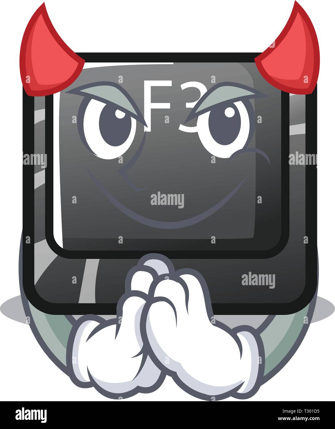 Devil button f3 in the shape cartoon vector illustration Stock Vector