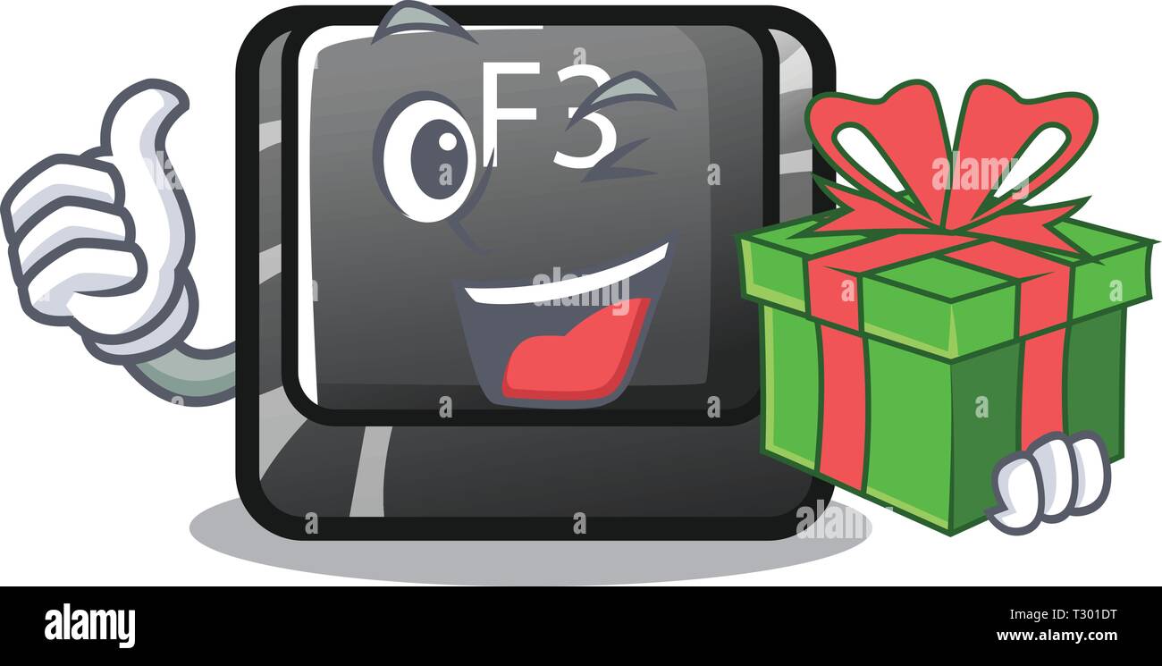 With gift button f3 in the shape cartoon vector illustration Stock ...