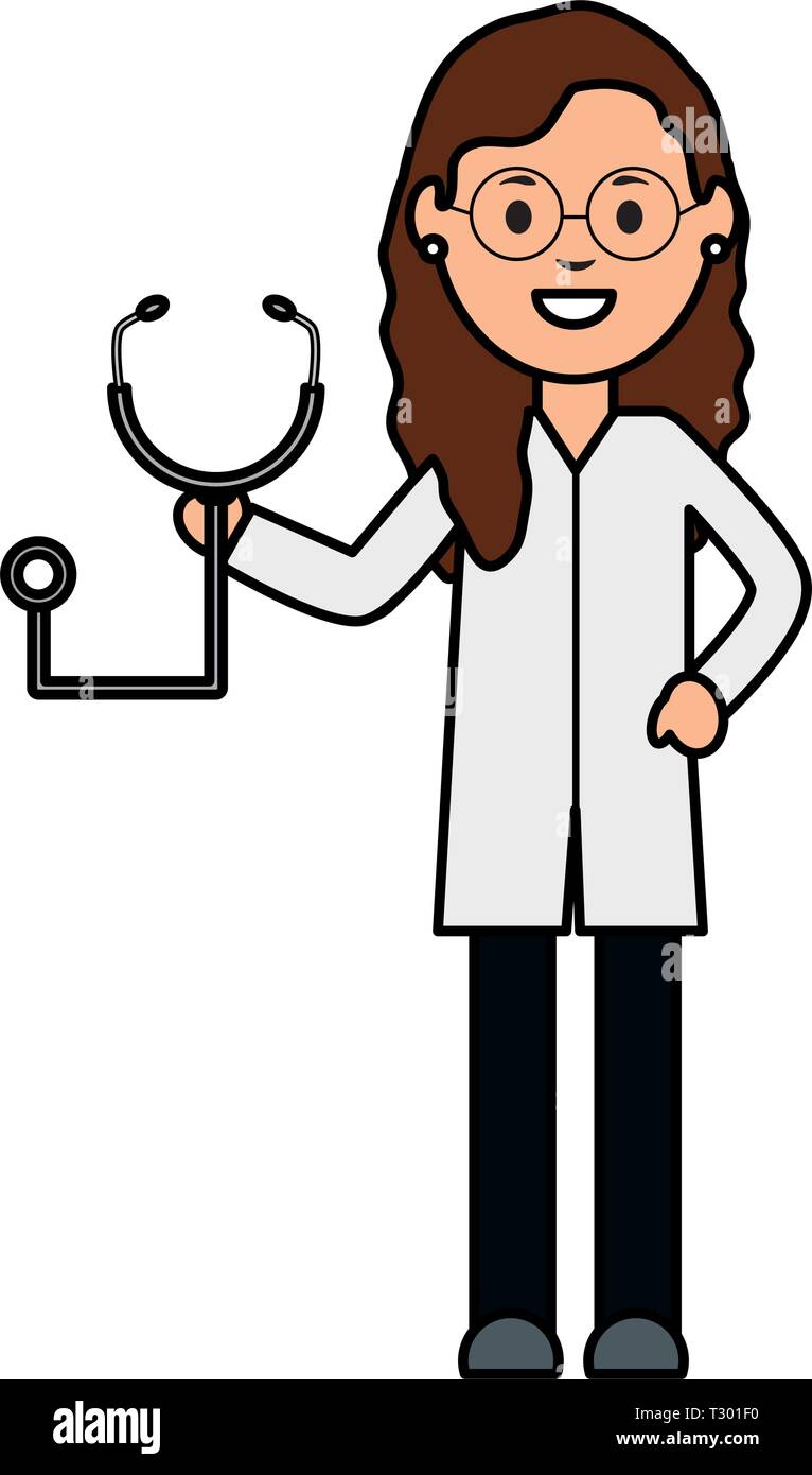 professional female doctor with stethoscope vector illustration design ...
