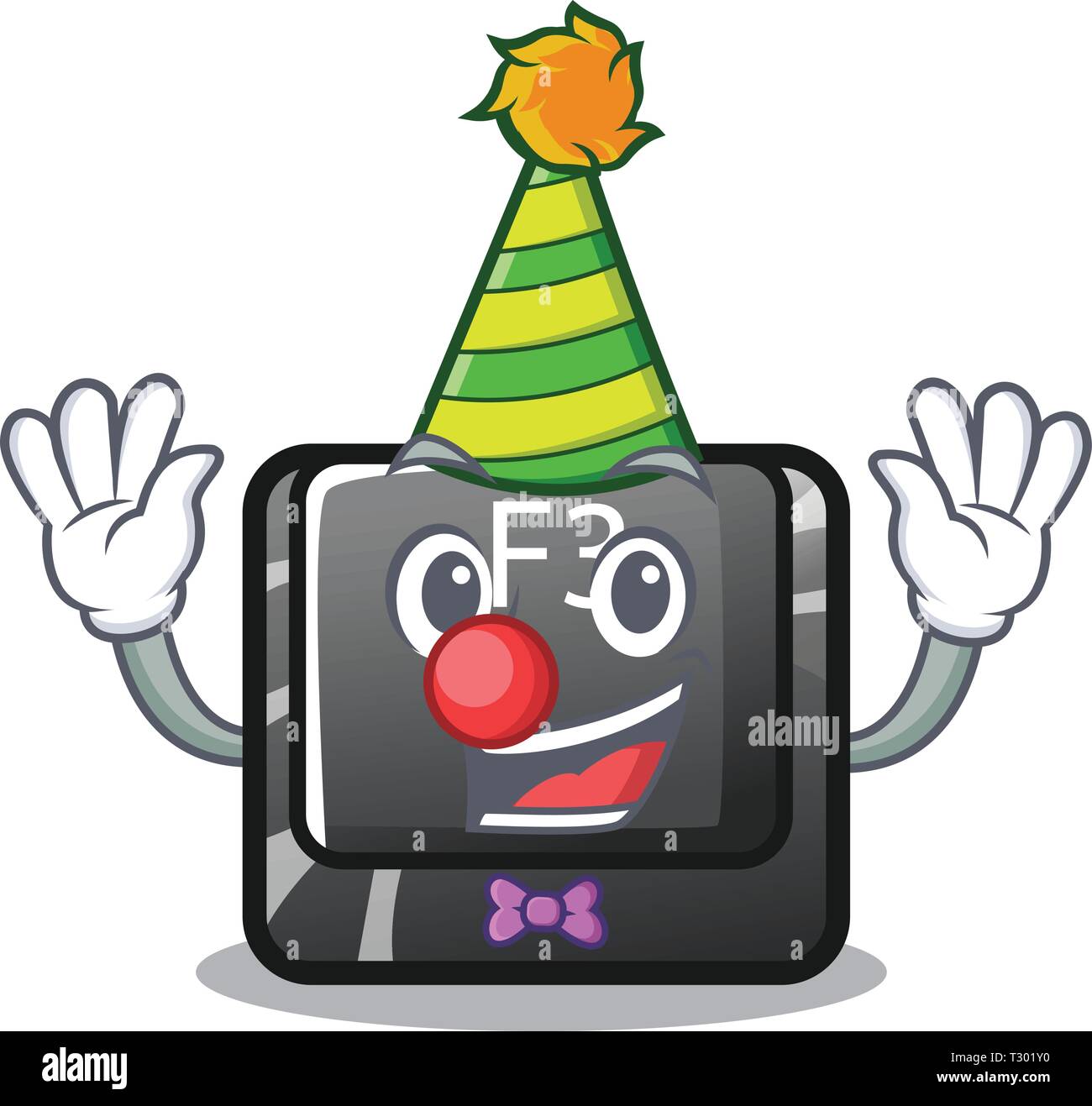 Clown f3 button installed on cartoon computer vector illustration Stock Vector