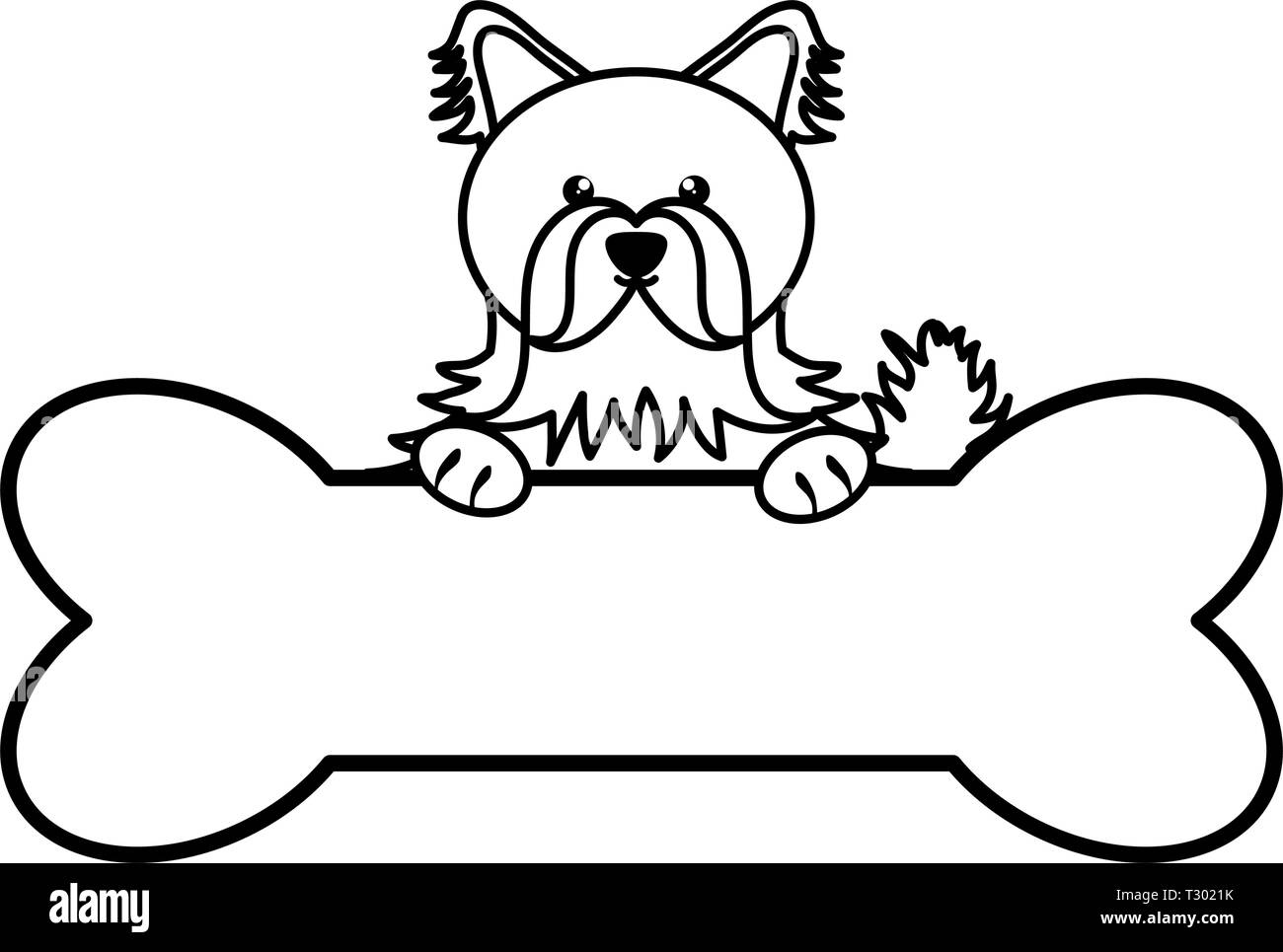 cute little dog pet with bone vector illustration design Stock Vector ...
