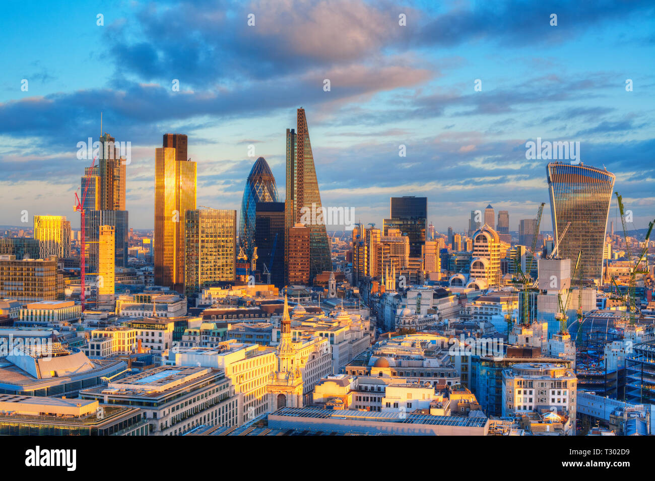 Elevated view of the Financial District of London Stock Photo