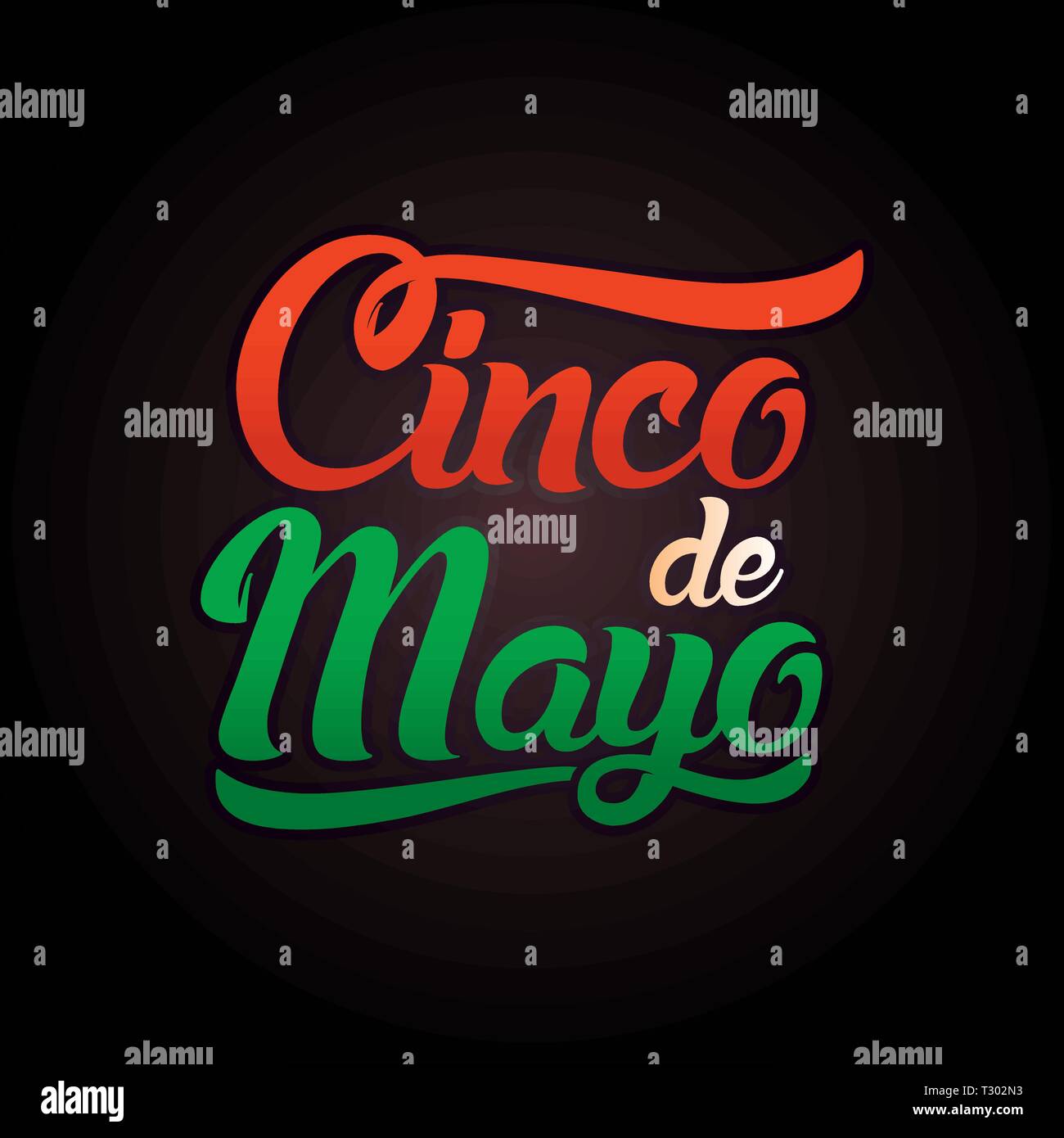 Cinco de Mayo lettering greeting text illustration. Stock Vector