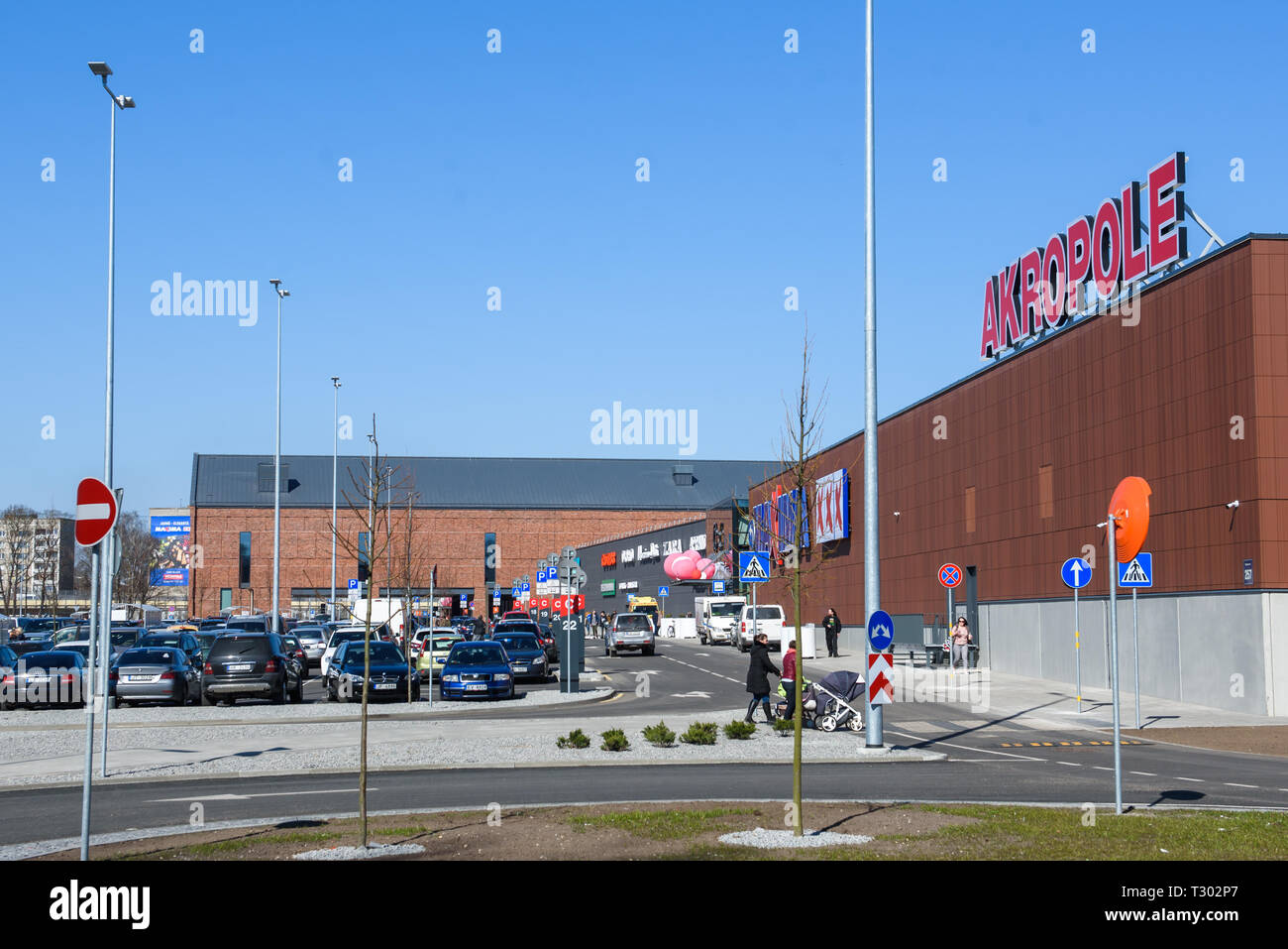 04.04.2019. RIGA, LATVIA. Official opening of biggest shopping centre Akropole in Latvia. The shopping mall is part of Akropolis Group - a Lithuanian  Stock Photo