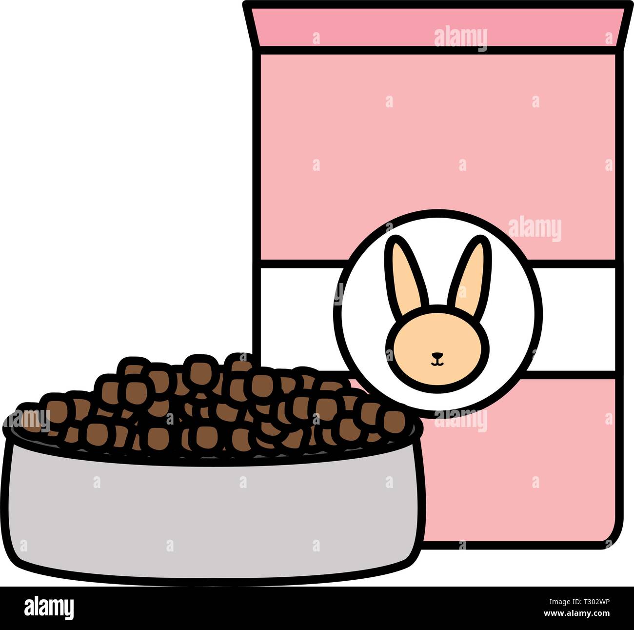 rabbit pet food bag and dish vector illustration design Stock Vector ...