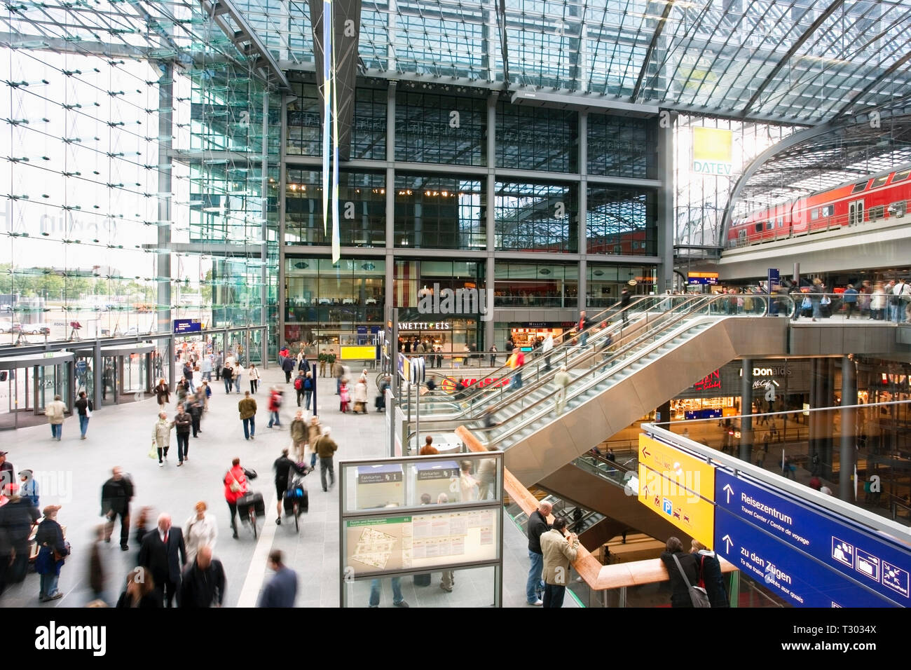 Inside the hauptbahnhof Berlin central Railway Station Stock Photo