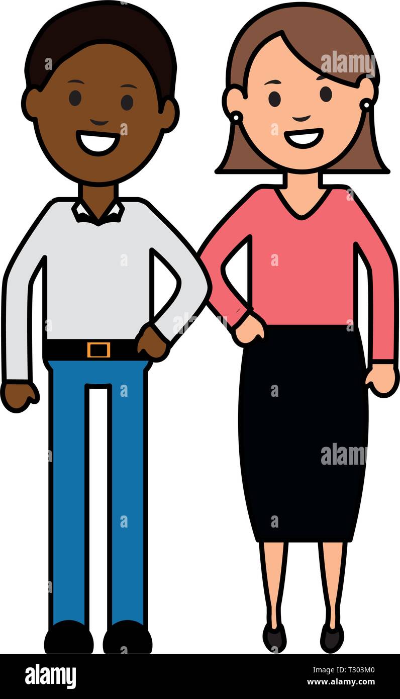 young interracial couple characters vector illustration design Stock ...