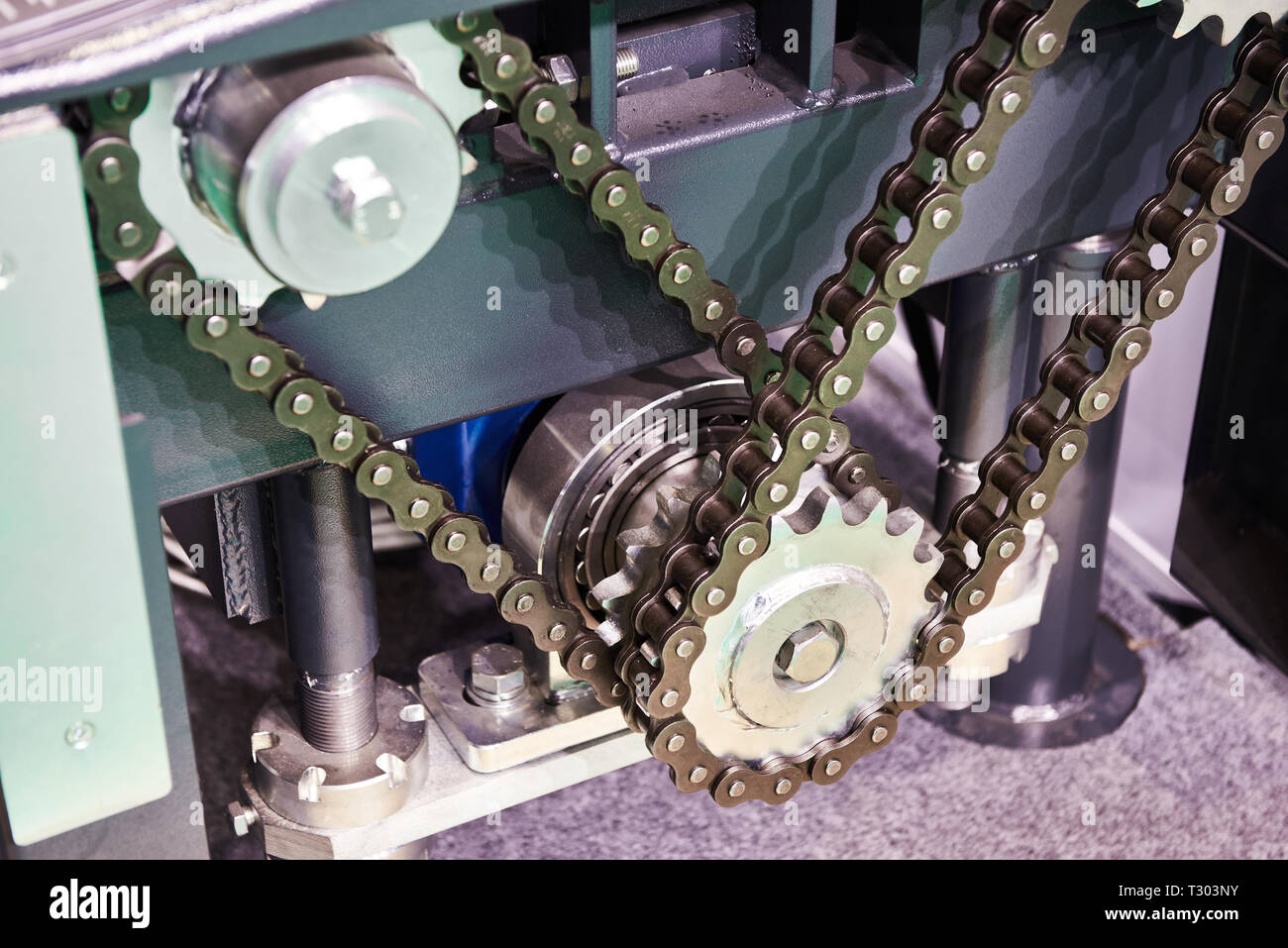 Chain drive and gear in the mechanism Stock Photo