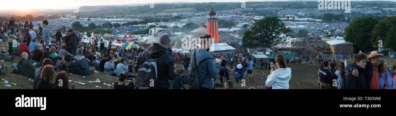 Panorama of The Glastonbury Music Festival Stock Photo