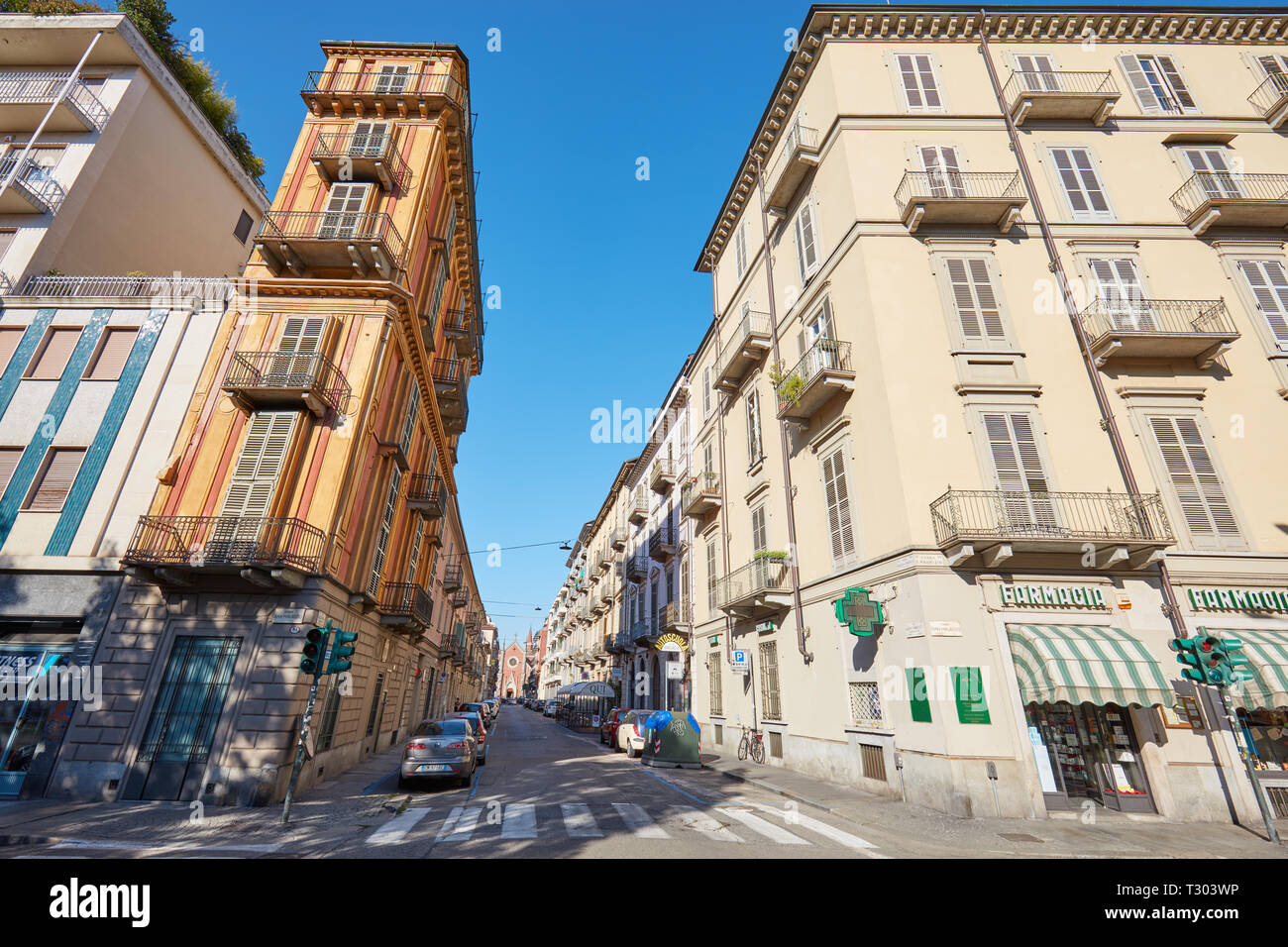 TURIN, ITALY - AUGUST 21, 2017: Scaccabarozzi slim house also known as polenta slice by Alessandro Antonelli architect in a sunny day in Italy Stock Photo