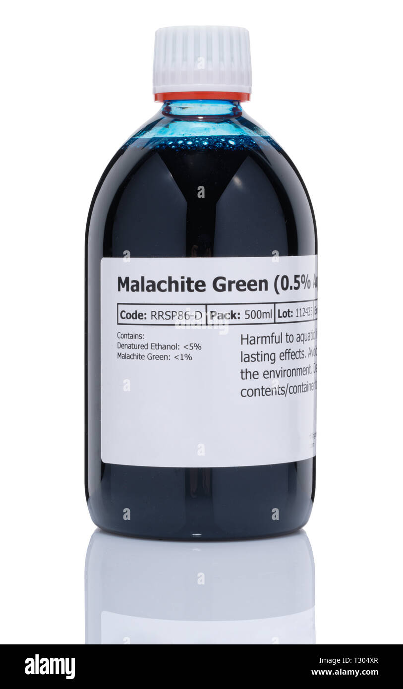 Malachite Green, antimicrobial used in fish farming. Stock Photo