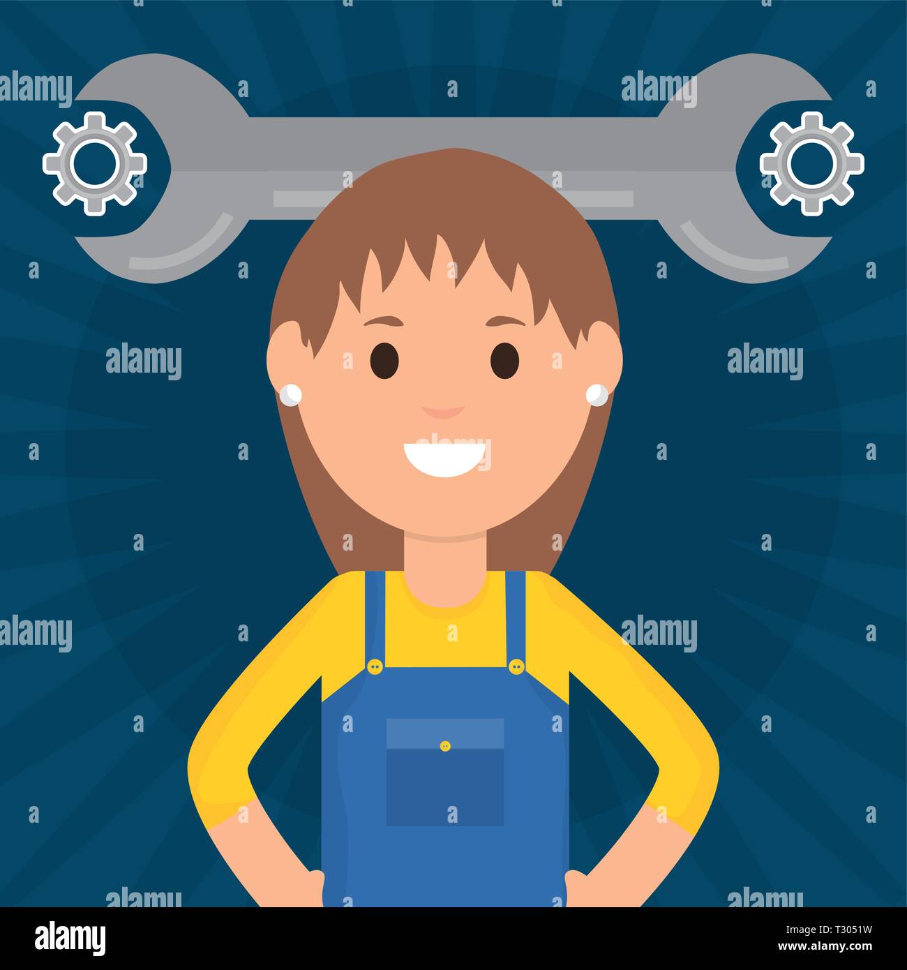 female builder worker character vector illustration design Stock Vector ...