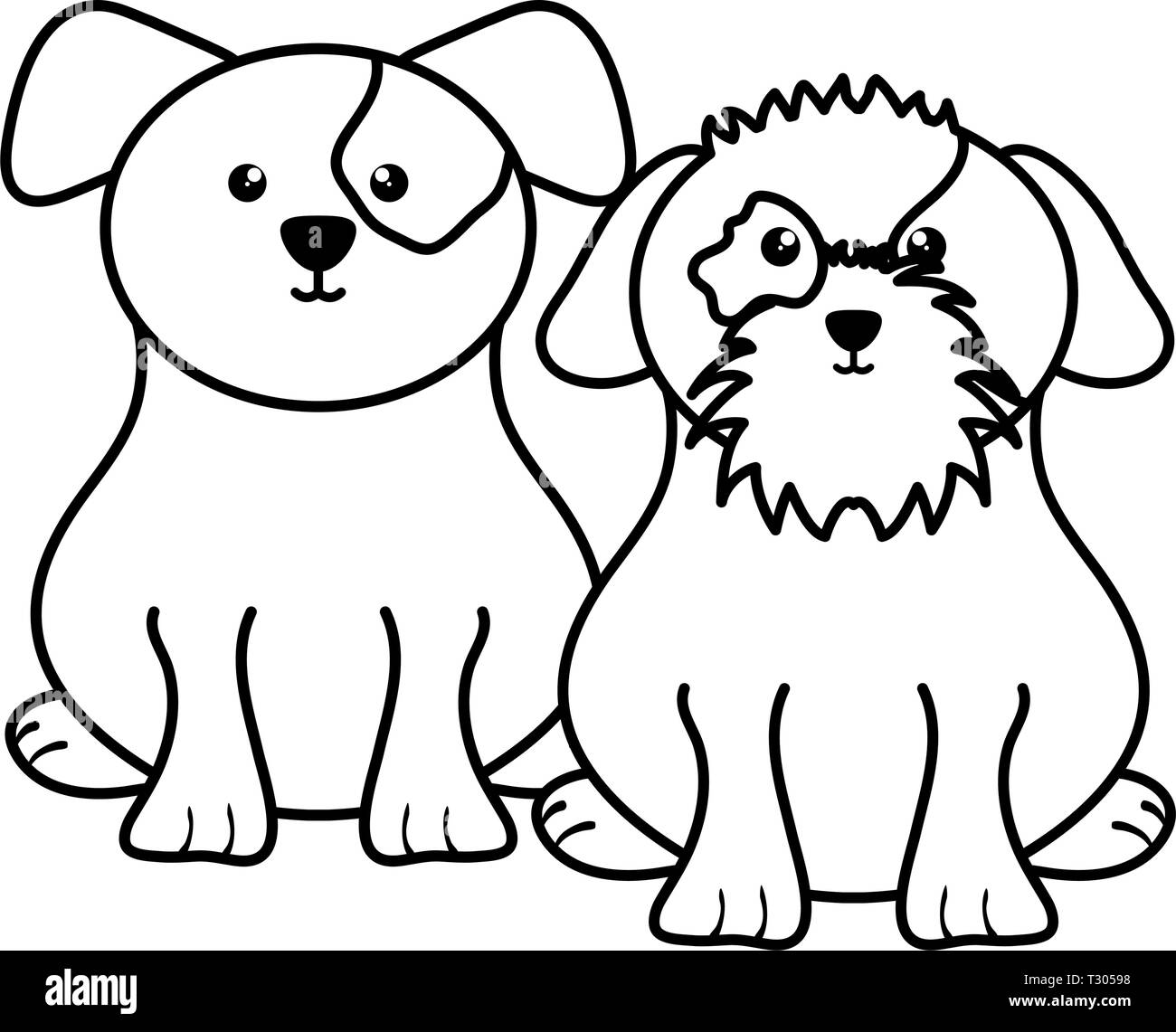 cute little dogs pets characters vector illustration design Stock ...