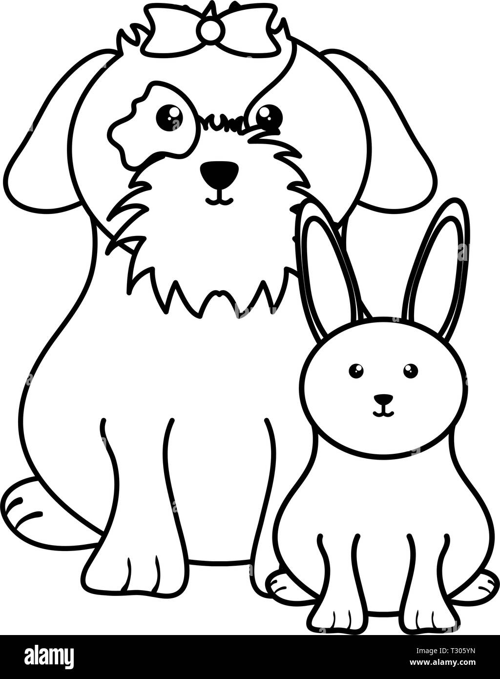 Rabbit Riding Dog cute little rabbit with dog vector illustration design Stock Vector ...