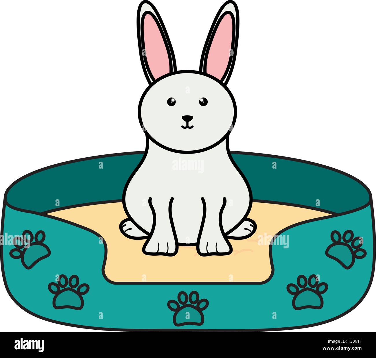 cute little rabbit in bed vector illustration design Stock Vector Image