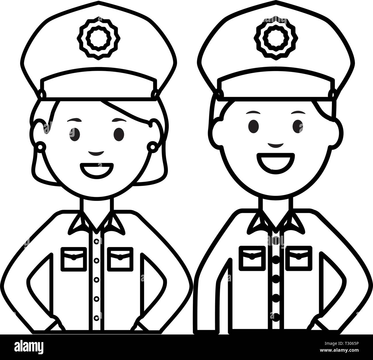 couple police officers avatars characters vector illustration design Stock Vector