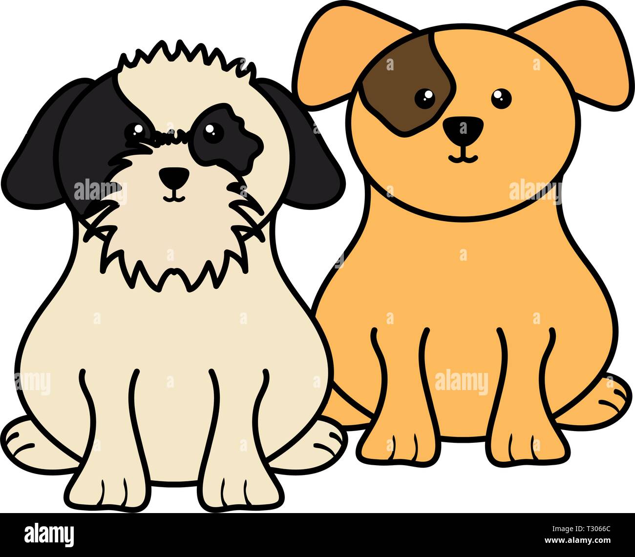 cute little dogs pets characters vector illustration design Stock ...