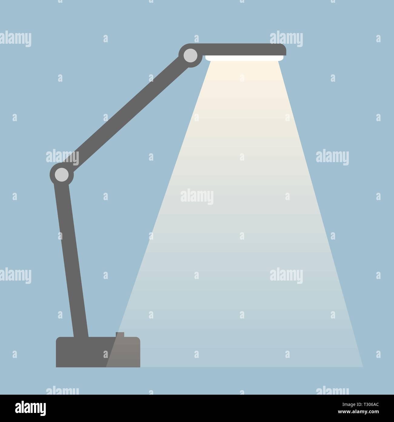 Table Lamp with light stream. Isolated Solid and flat color style illustration. Stock Vector