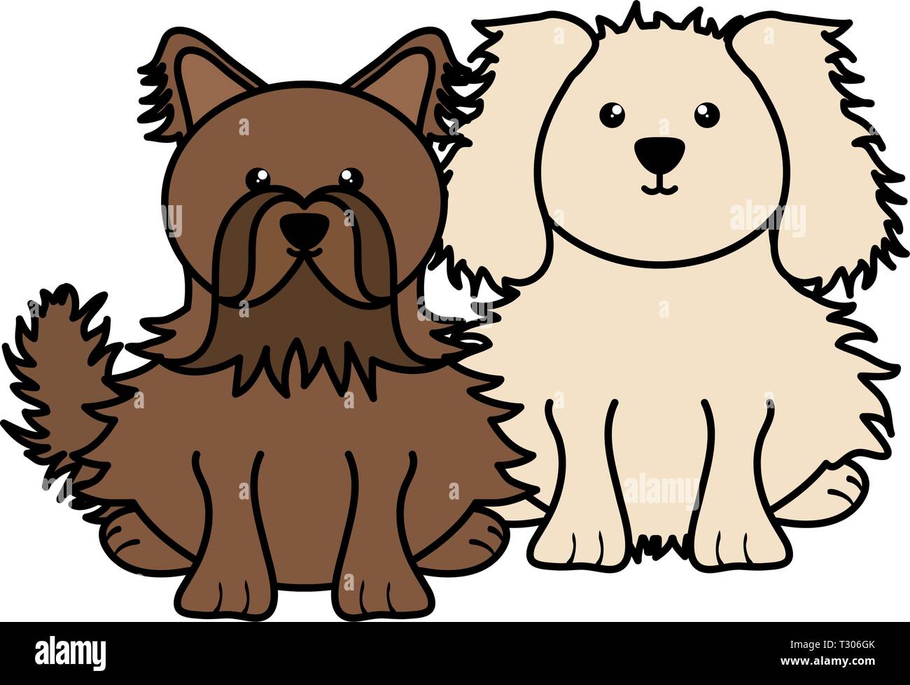 cute little dogs pets characters vector illustration design Stock ...