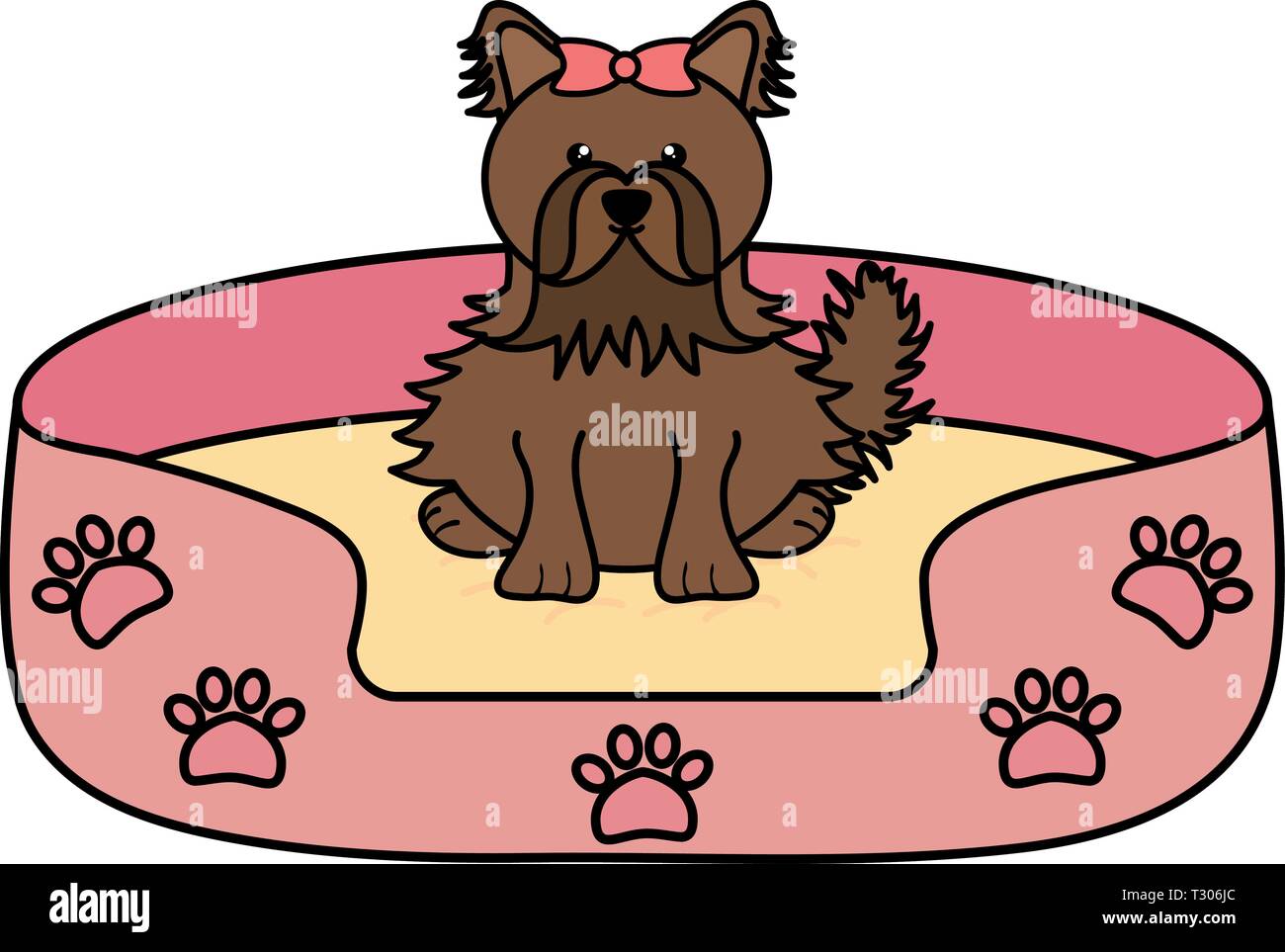 cute little dog with bed character vector illustration design Stock ...