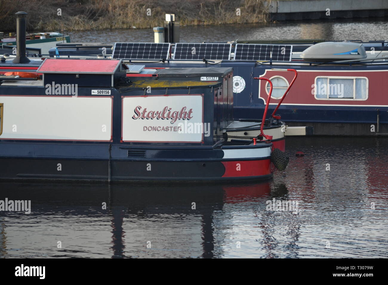Barges on the Doncaster Canal - 1 Named Starlight - Yorkshire UK Stock Photo