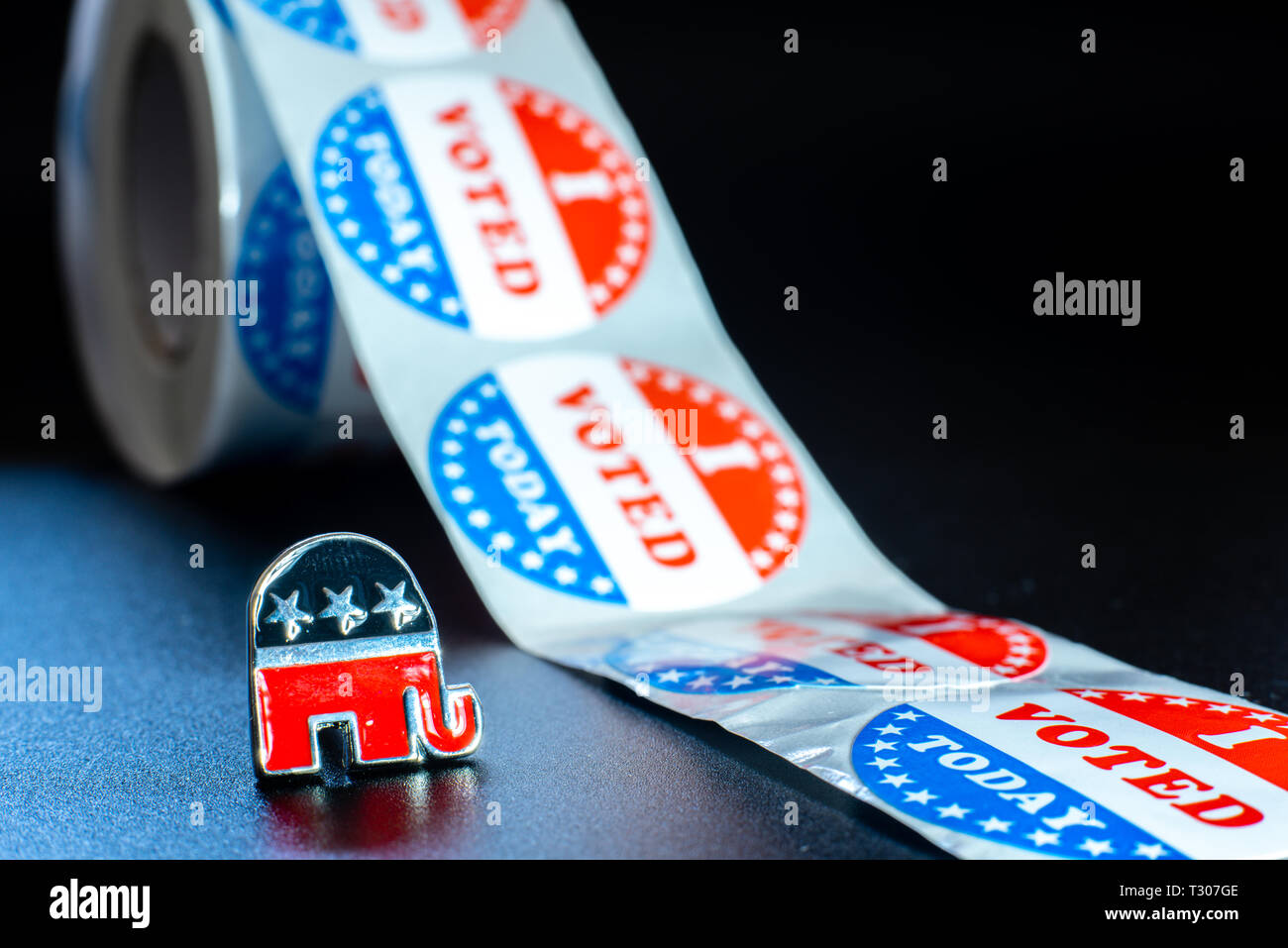 Emblem of the American Republican Party, an elephant, along with voting ...