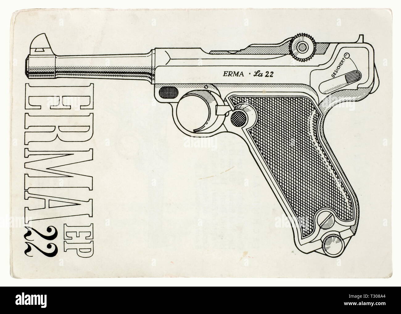 Small arms, pistols, Erma EP 22, caliber .22, drawing, Additional-Rights-Clearance-Info-Not-Available Stock Photo