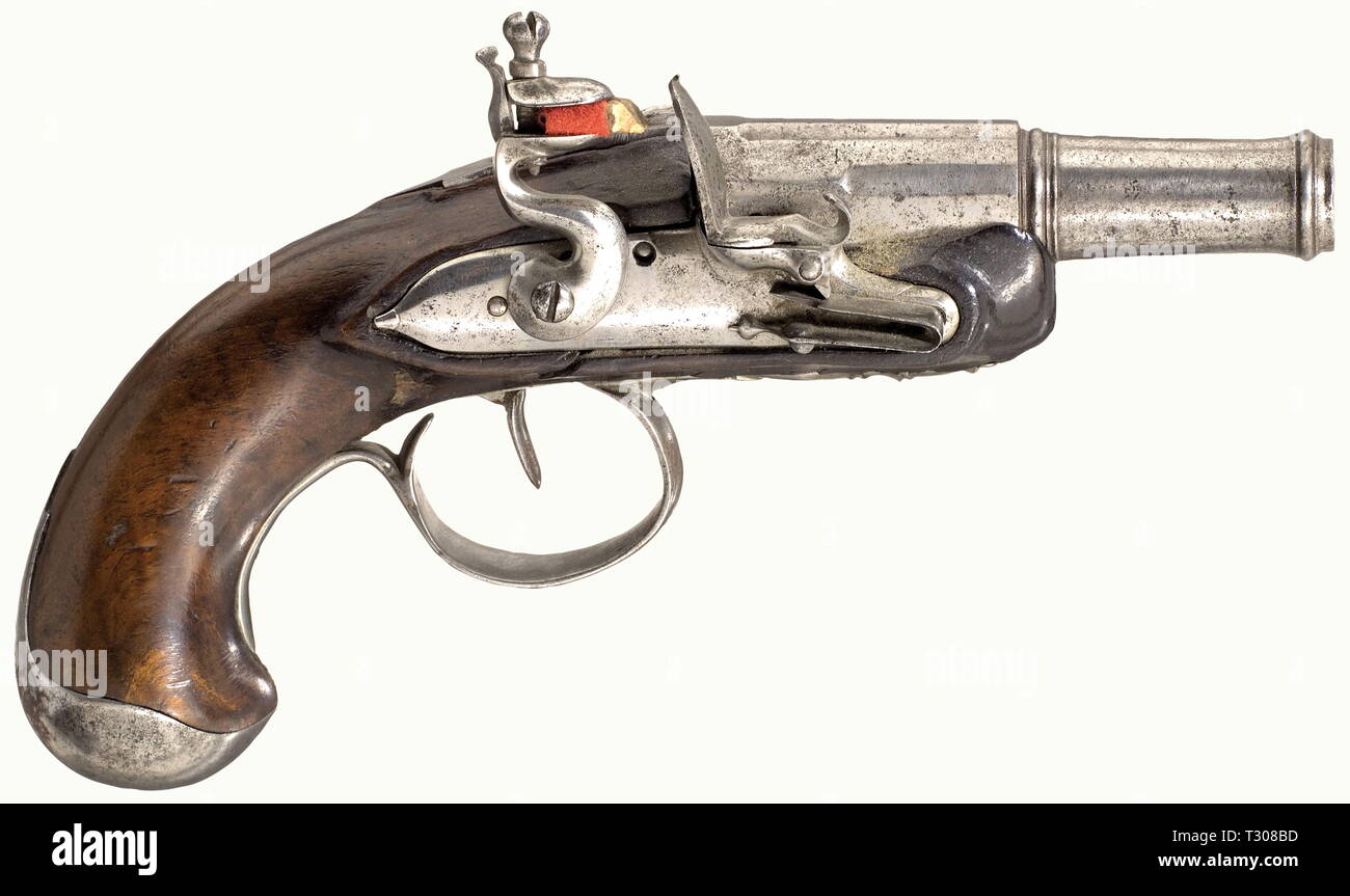Small arms, pistols, flintlock pistol, calibre 12.5 mm, France, circa 1800, Additional-Rights-Clearance-Info-Not-Available Stock Photo