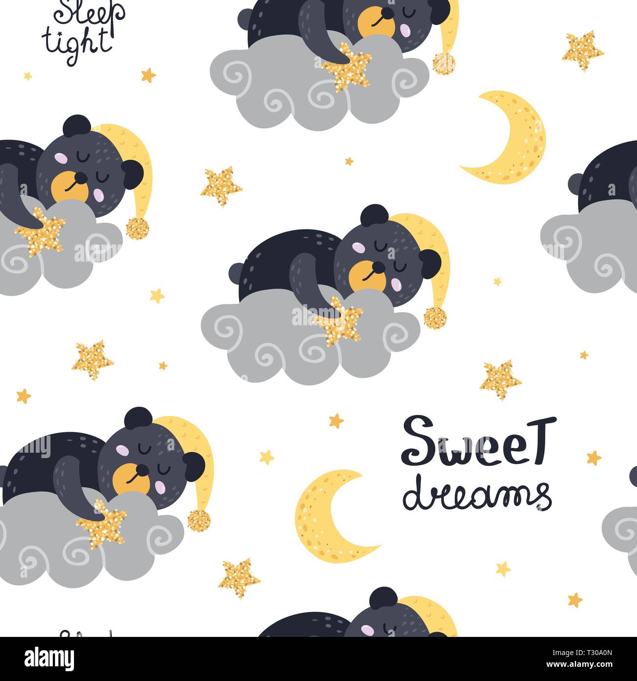 Cute seamless pattern with bears. Vector illustration for your design ...
