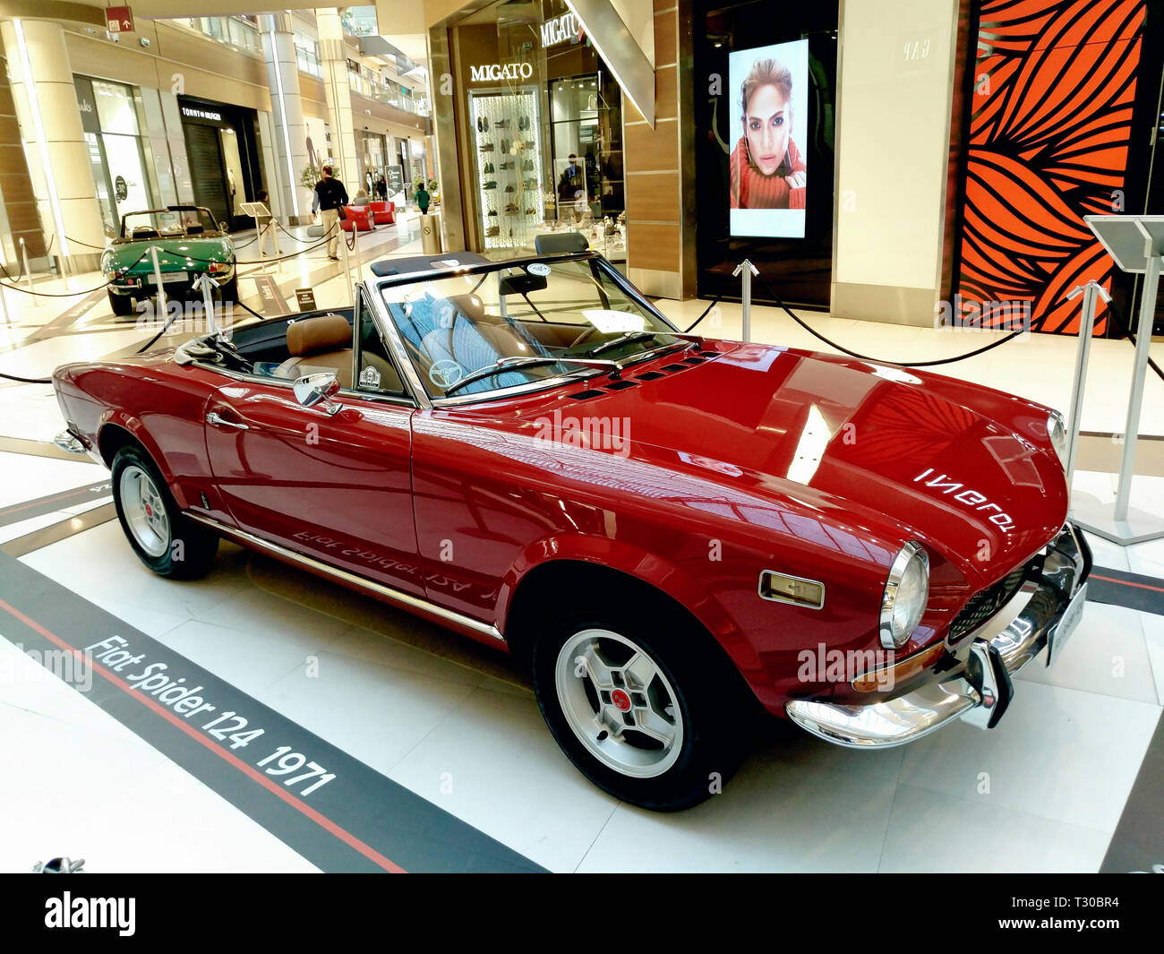 Athens, Greece - March 25, 2019: Old cars exhibition, Fiat spider 124 in  The Mall of Athens, Greece Stock Photo - Alamy