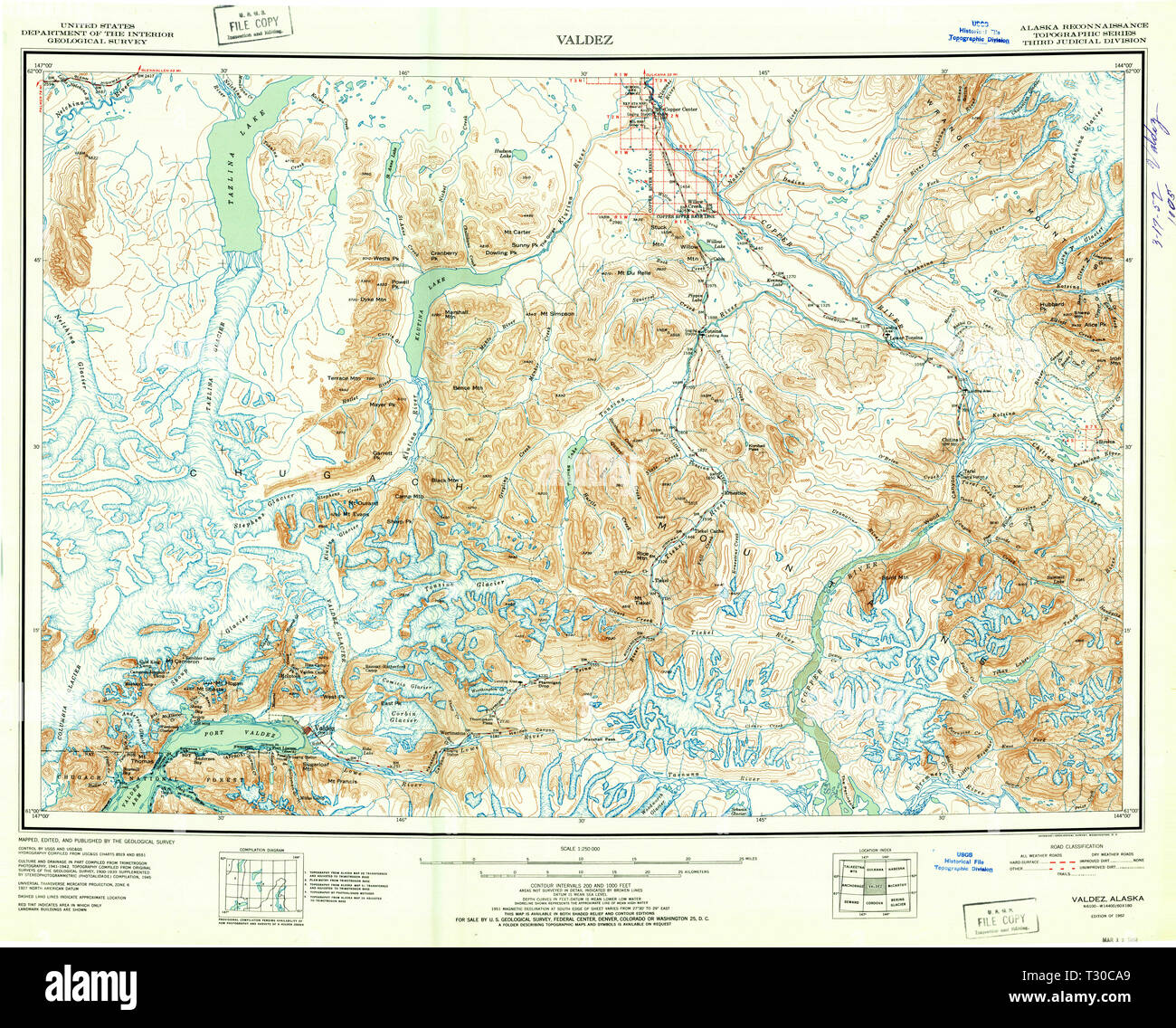 Usgs Topo Maps Alaska Usgs Topo Map Alaska Ak Valdez 361649 1952 250000 Restoration Stock Photo -  Alamy