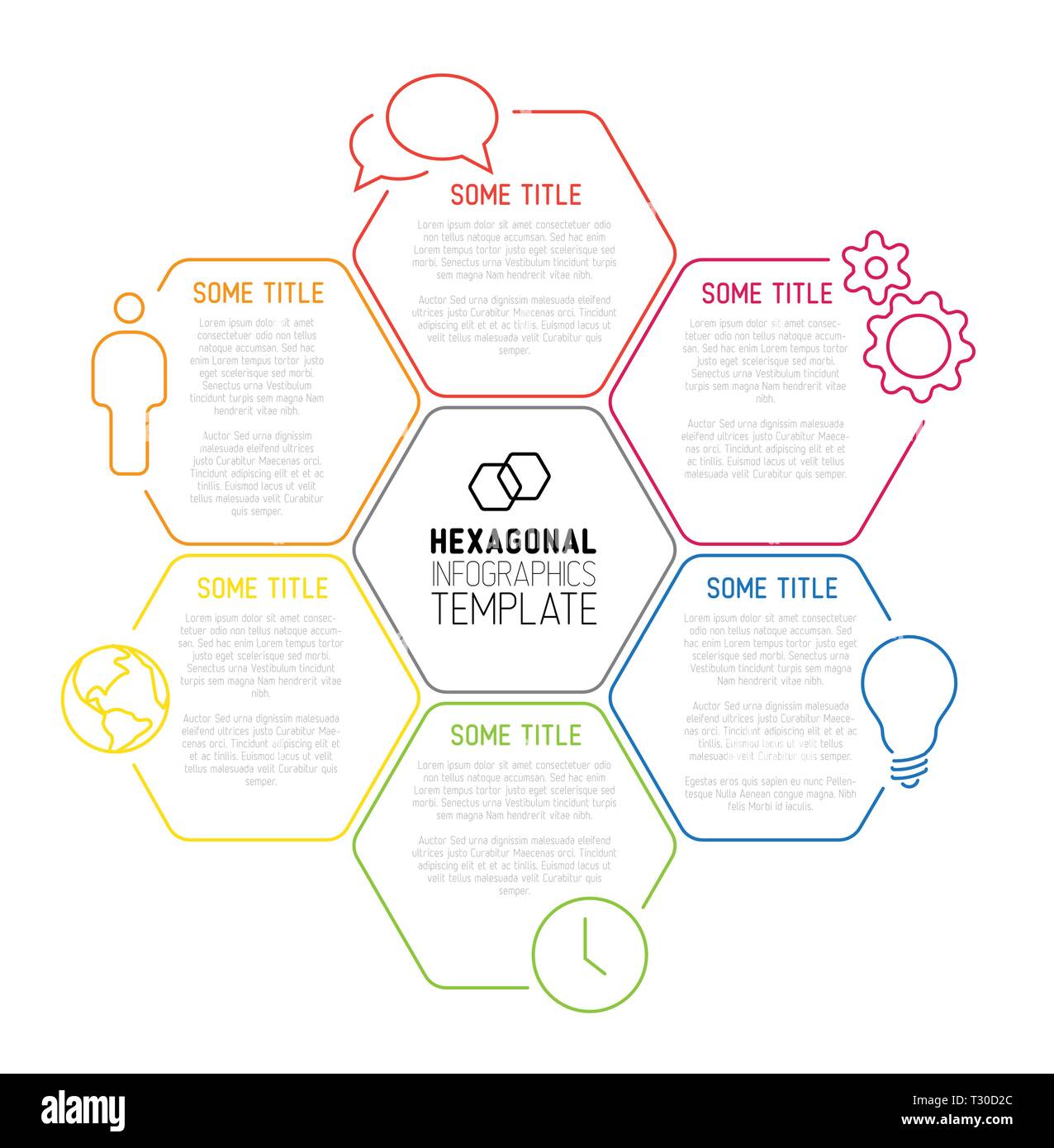 Vector Infographic report template made from lines and hexagons Stock Vector
